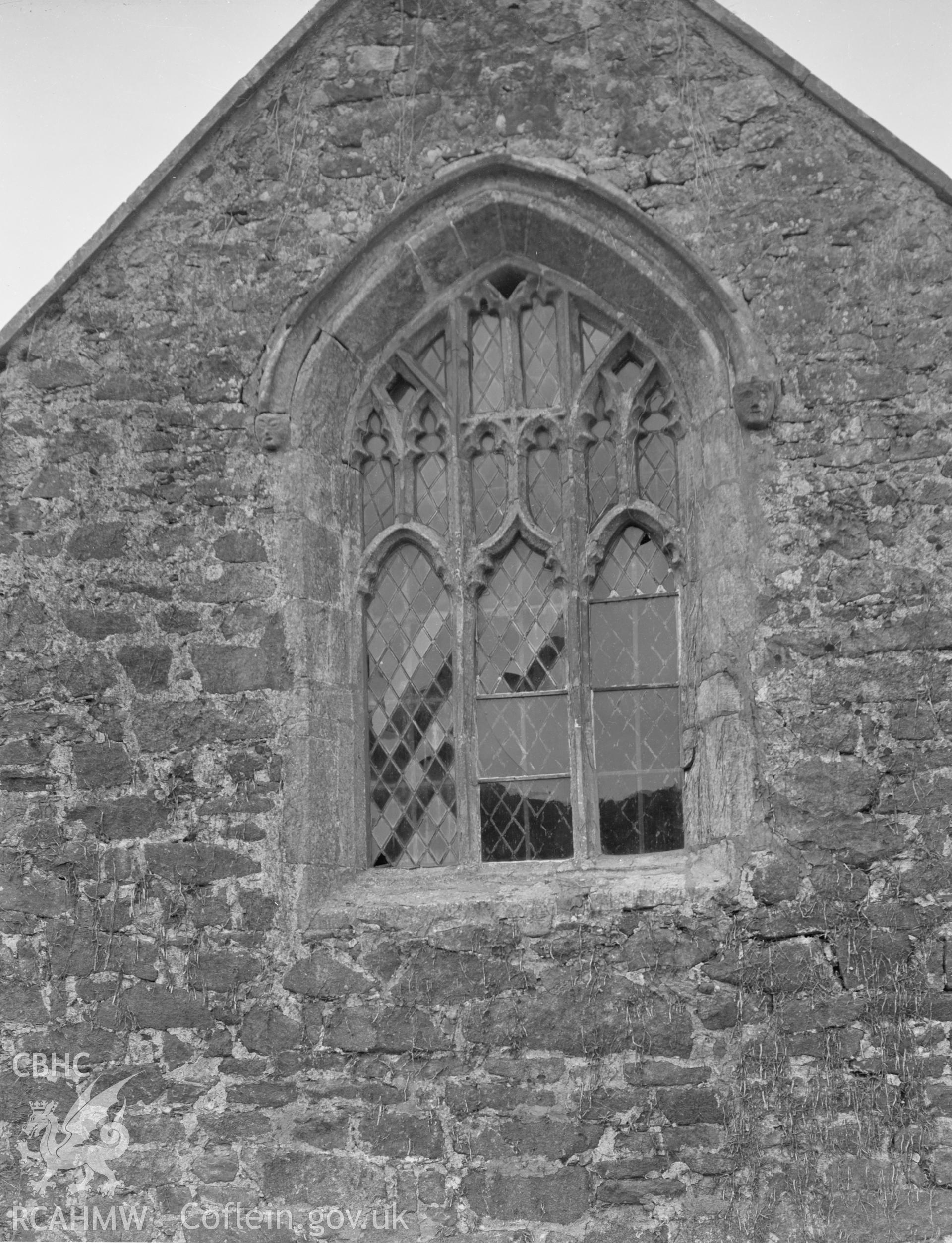 Black and white nitrate negative showing exterior view of Llangwnadl Church.