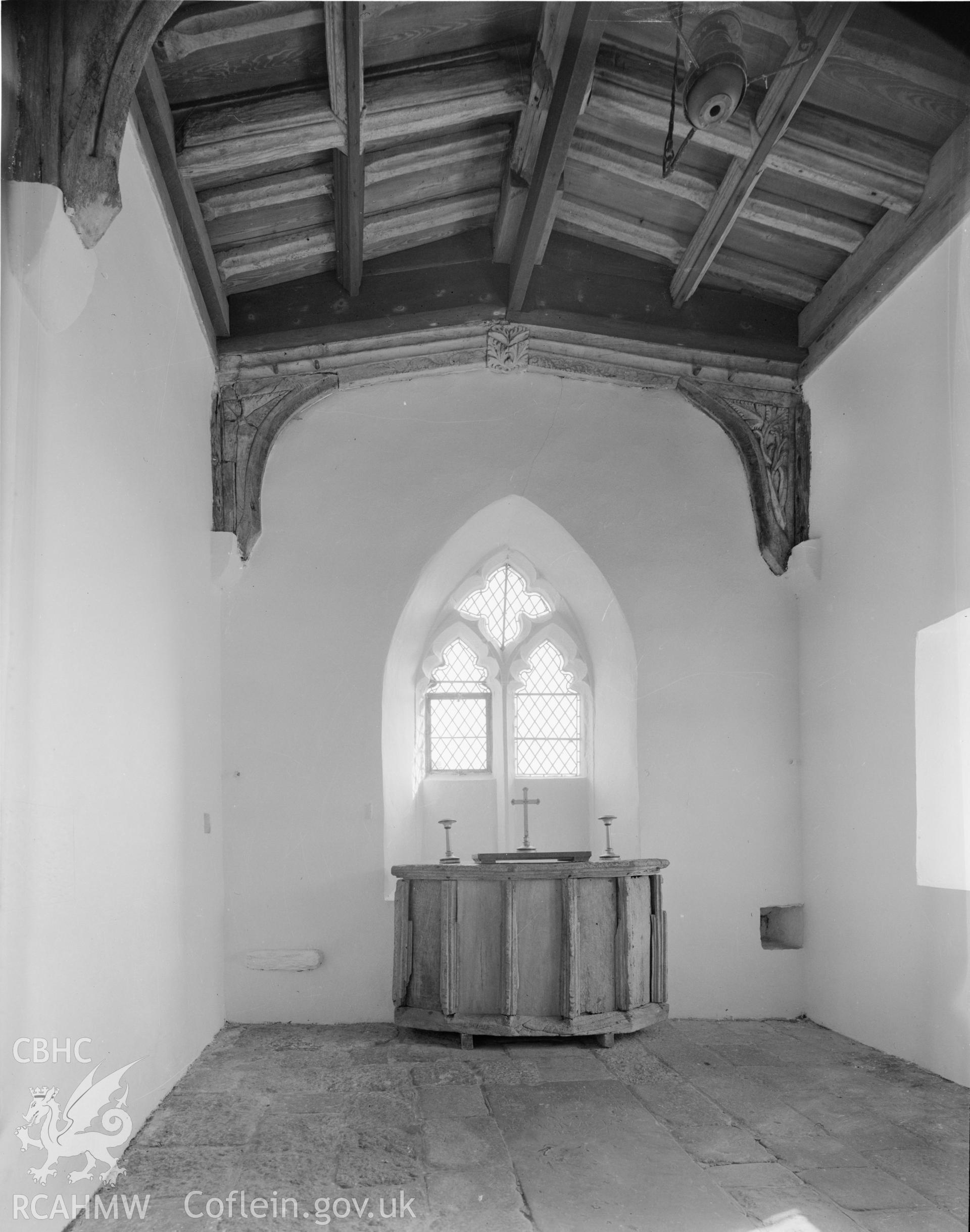 Acetate negative showing Llaneilian Church.
