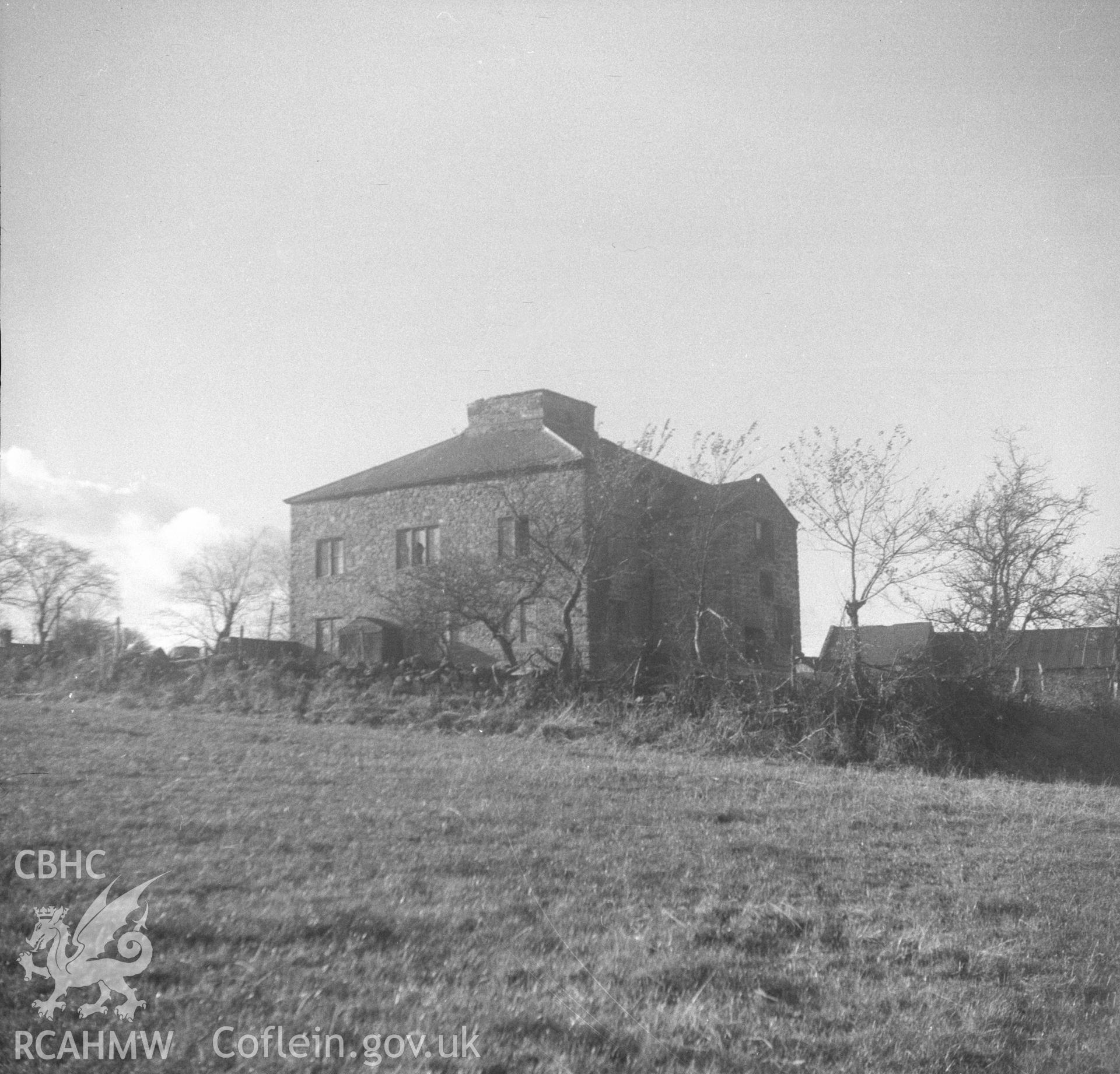 Black and white acetate negative showing exterior view of Trimley Hall, Llanfynydd.