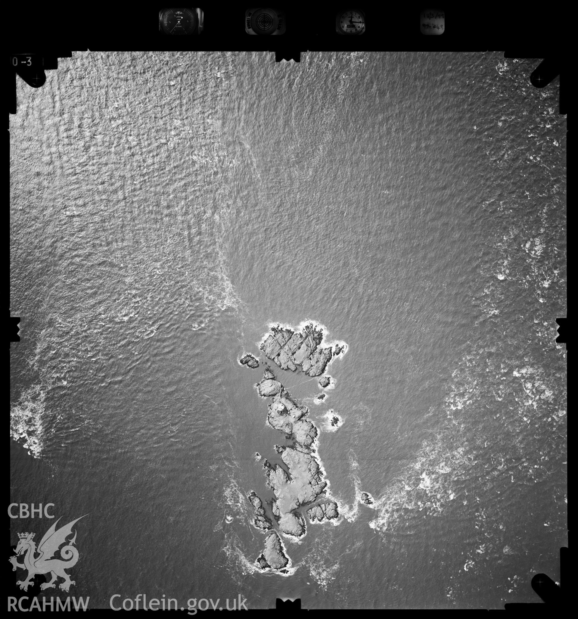 Digitized copy of an aerial photograph showing the Skerries, taken by Ordnance Survey, 1999.