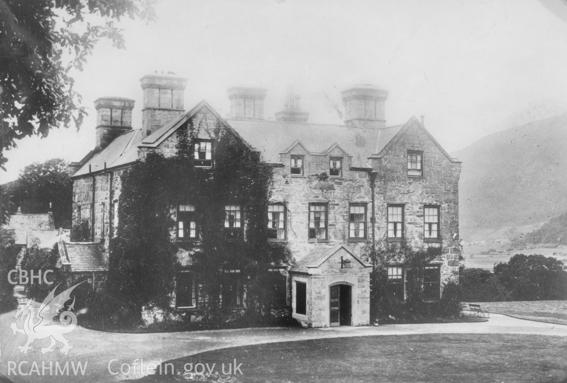 Black and white acetate negative showing view of Hengwrt, Llanelltyd.