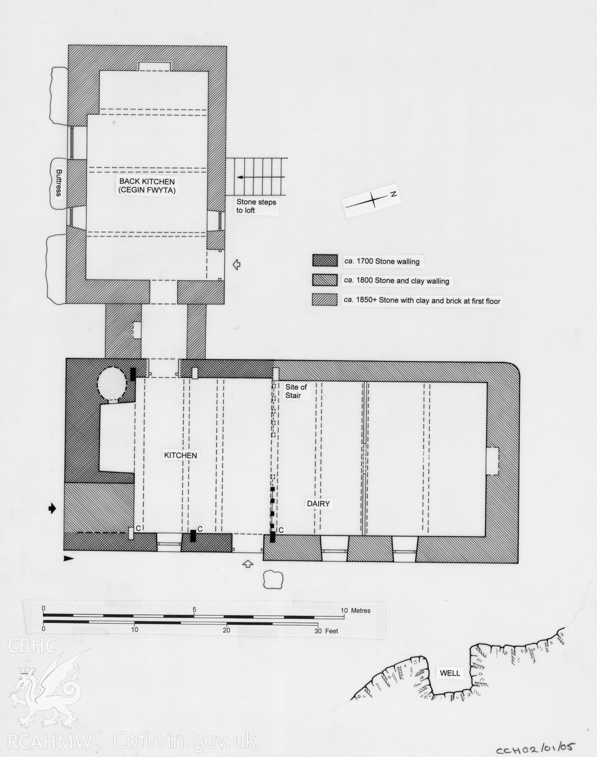 Provisional measured plan of Ynys-felen, produced by RCAHMW, c.2016.