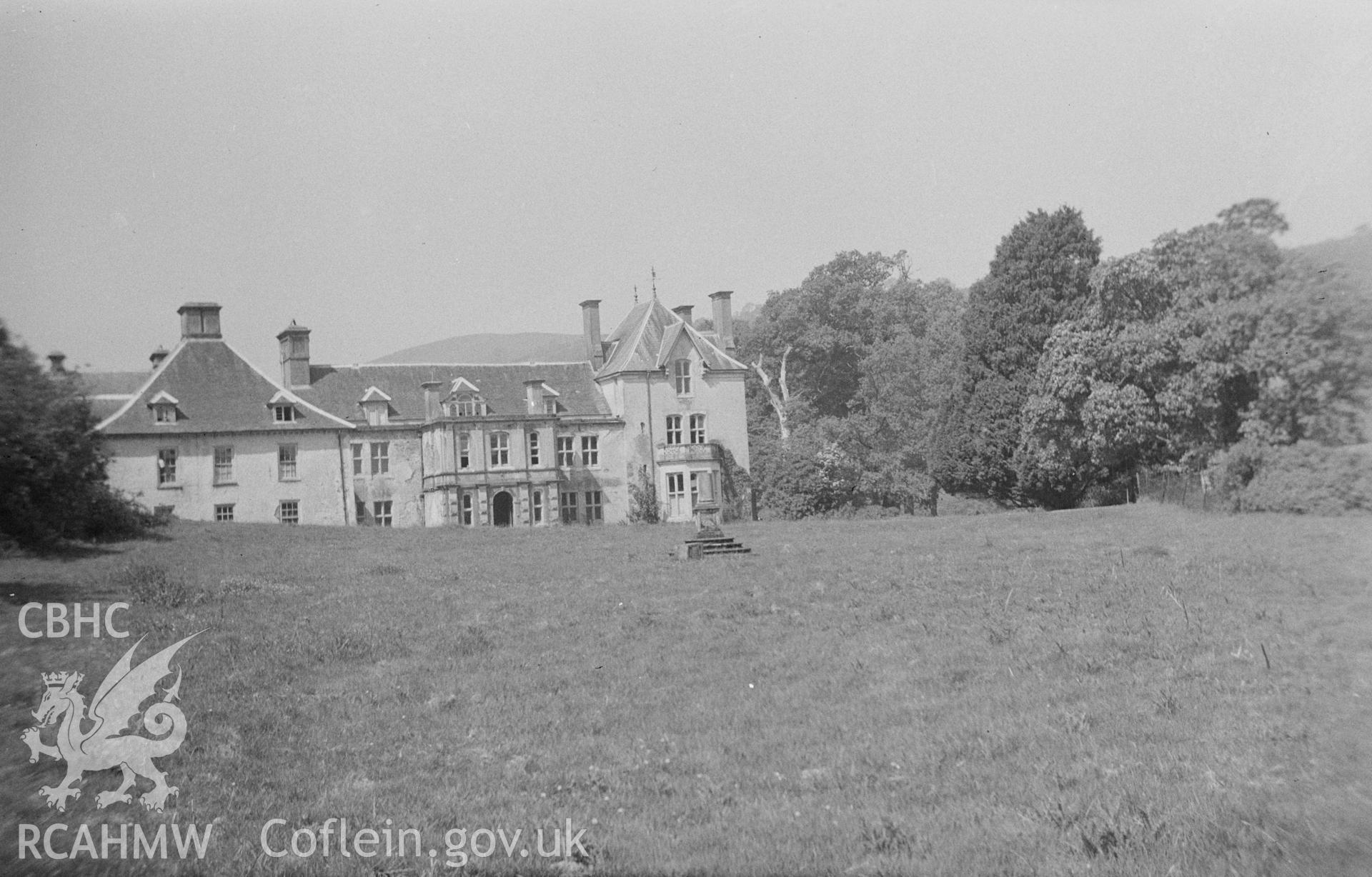 View of Edwinsford, taken by James Lees-Milne, c.1954.