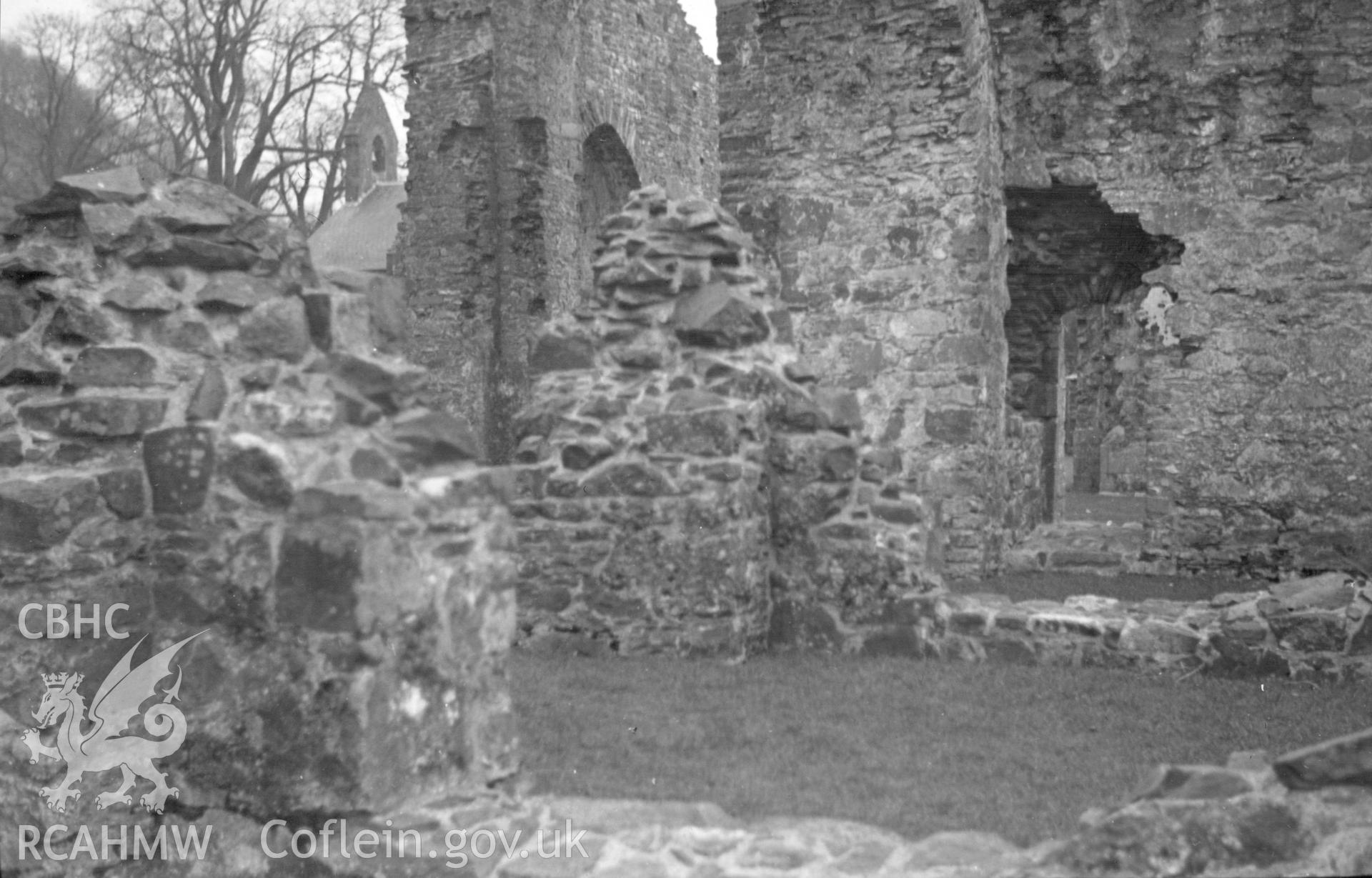 Detail of stone walling at Talley Abbey.