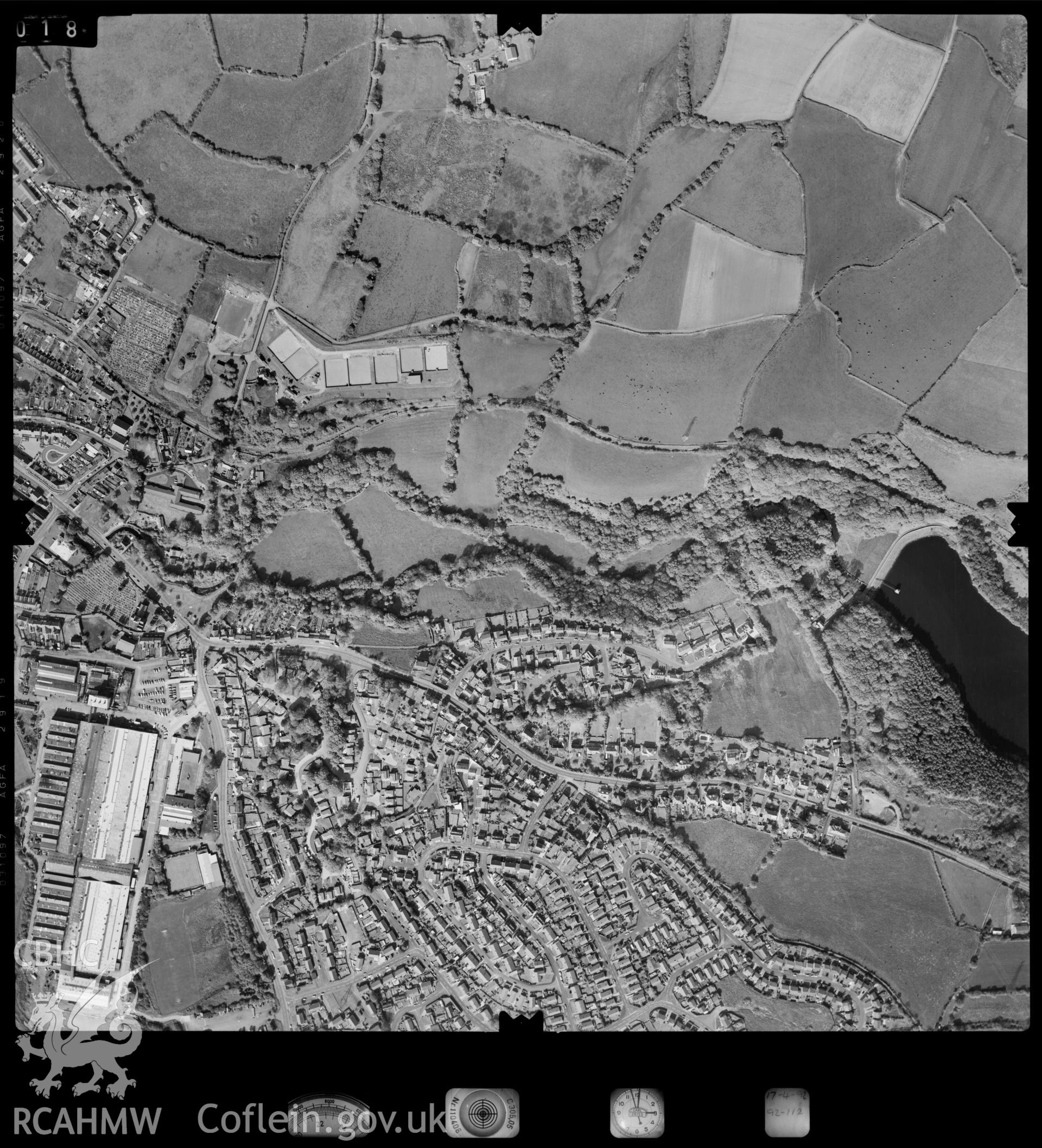 Digitized copy of an aerial photograph showing Gorseinon area, taken by Ordnance Survey, 1992.