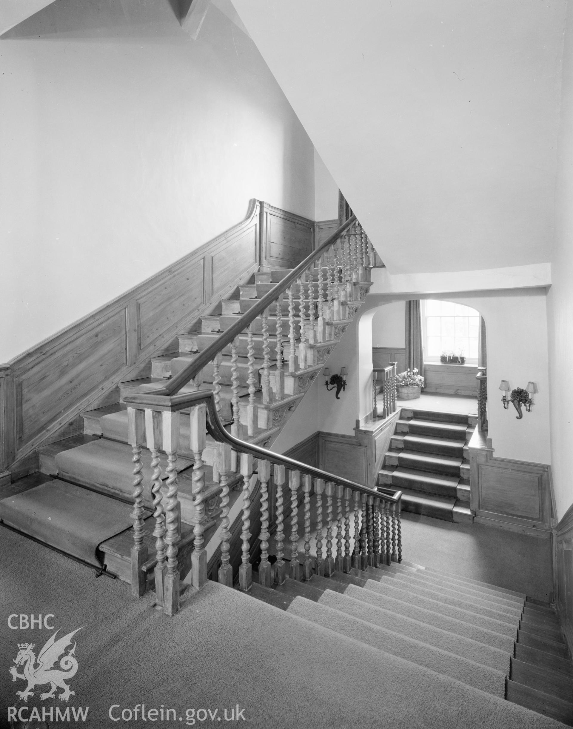 Black and white acetate negative showing interior view of Gileston.