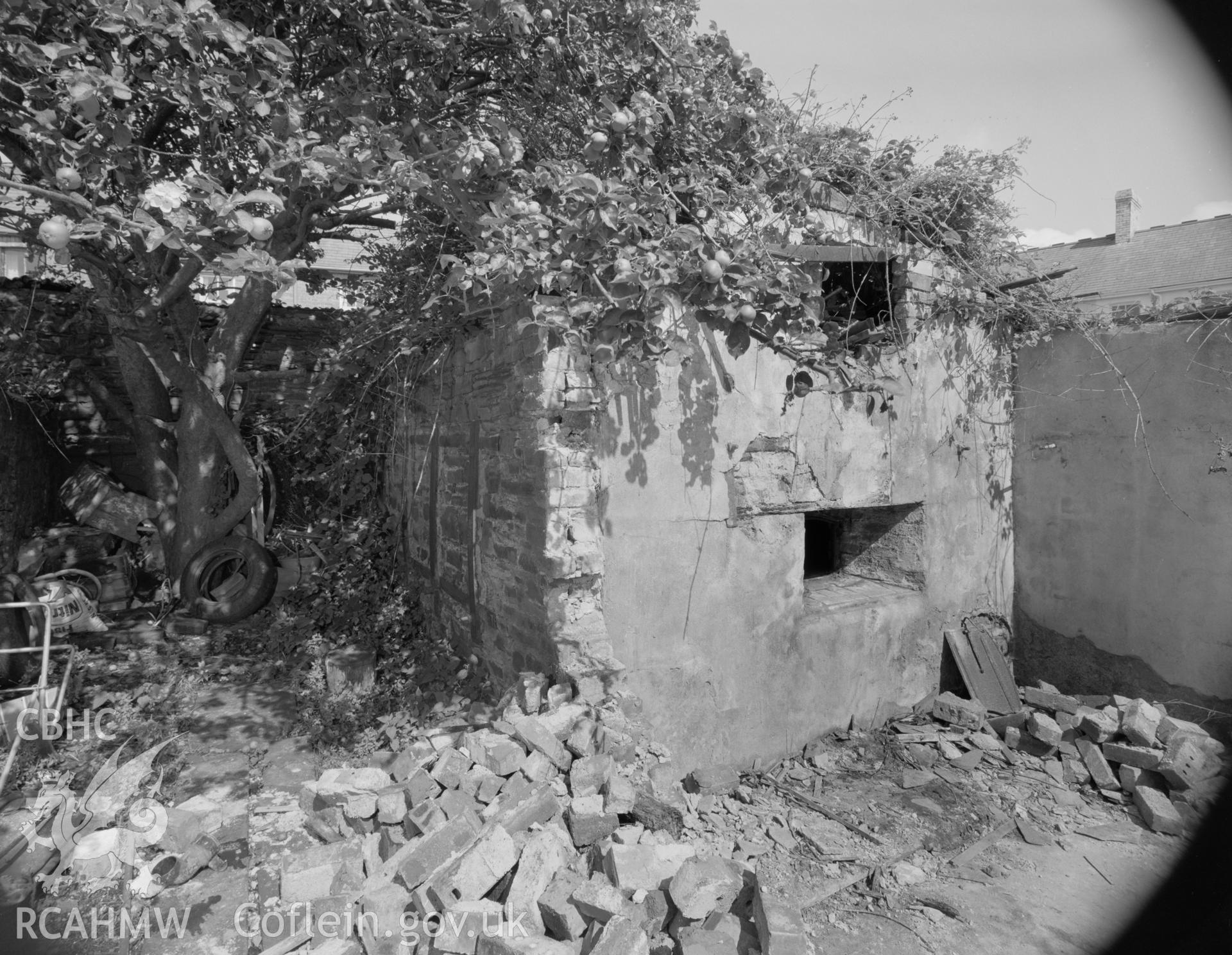 Black and white polyester negative showing interior view of bakehouse.