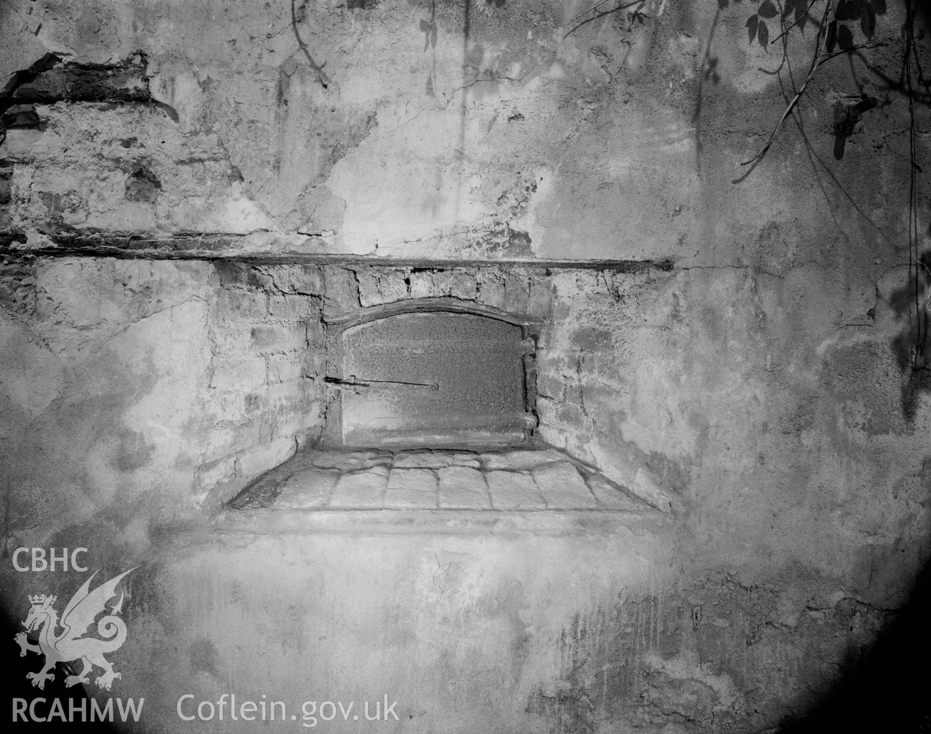 Black and white polyester negative showing interior view of bakehouse.