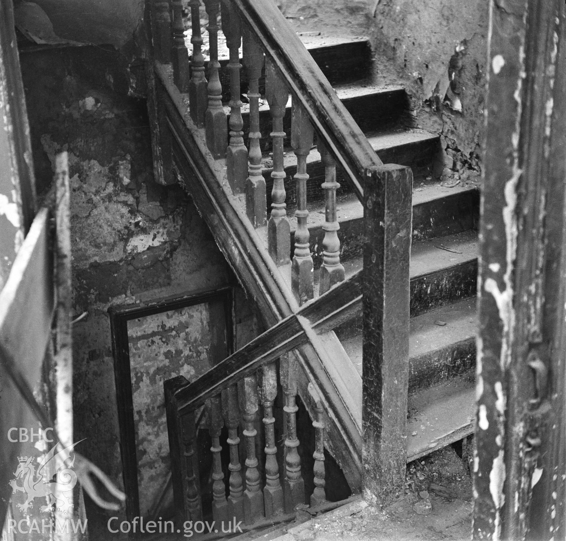 Site of St Mary's Church,  interior view showing staircase taken during building work in 1957.
