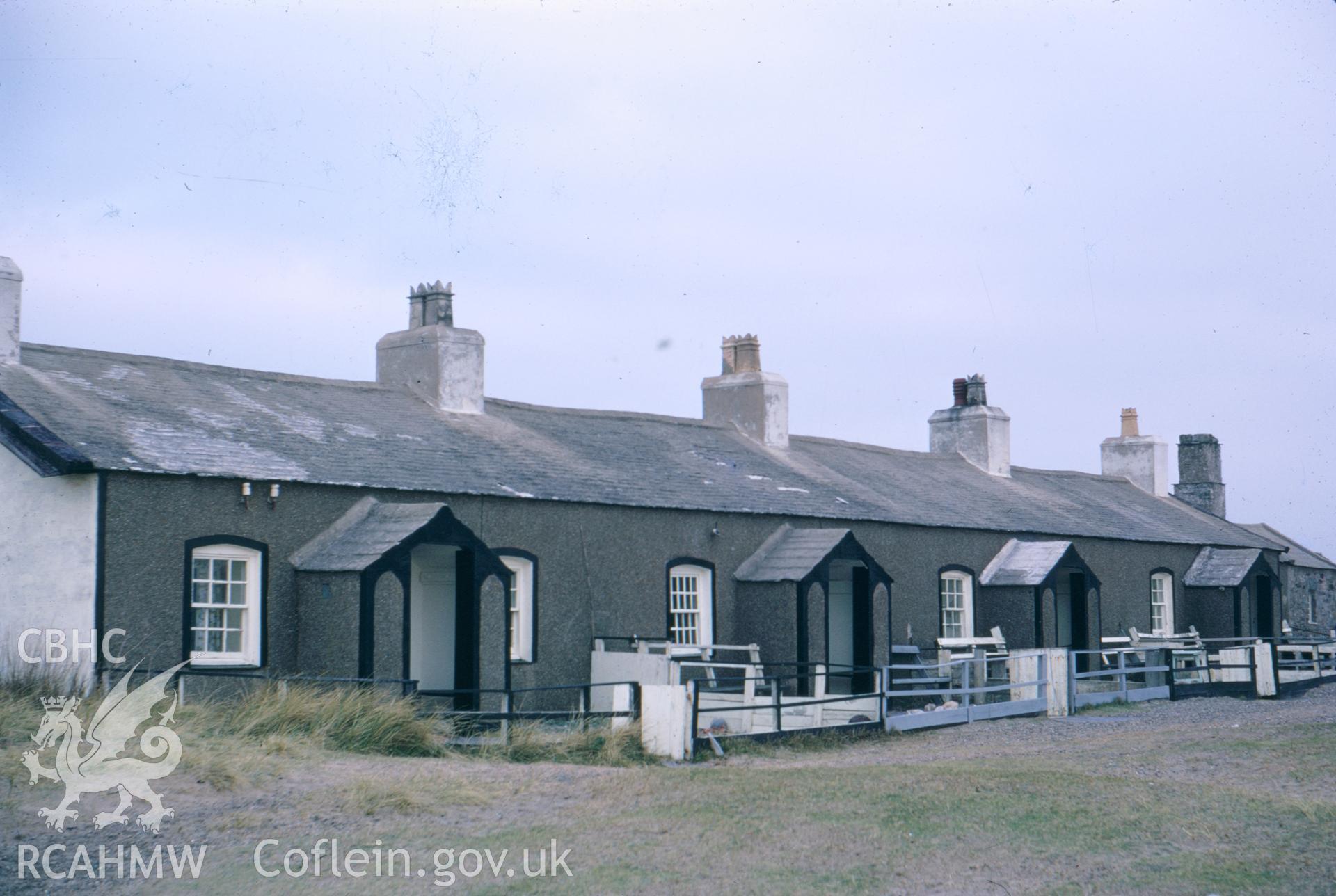 Colour slide showing Pilots Houses on Llanddwyn Island.