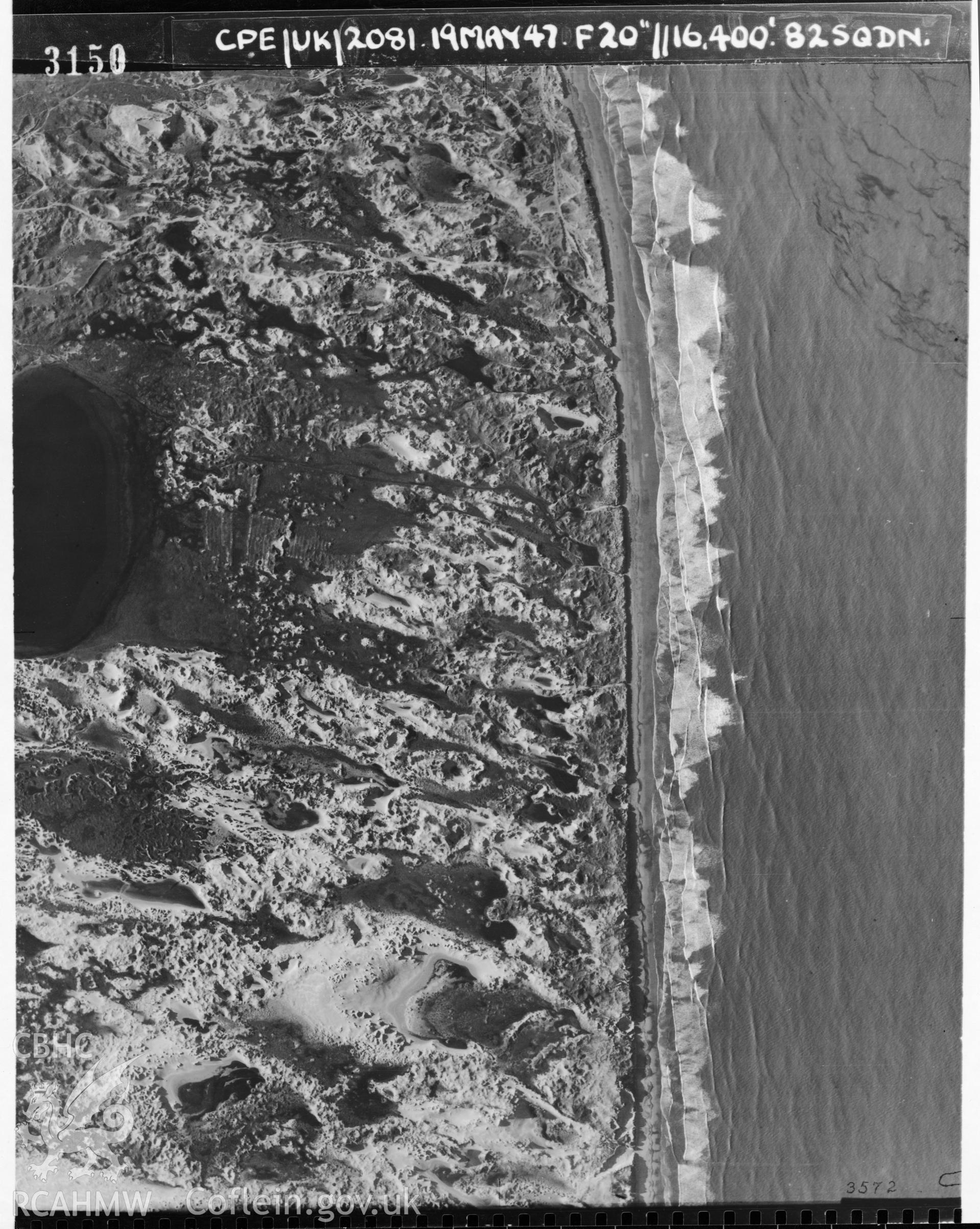 Black and white vertical aerial photograph taken by the RAF on 19/05/1947 centred on SS77688102 at a scale of 1:10000. The centrepoint lies over the sea.