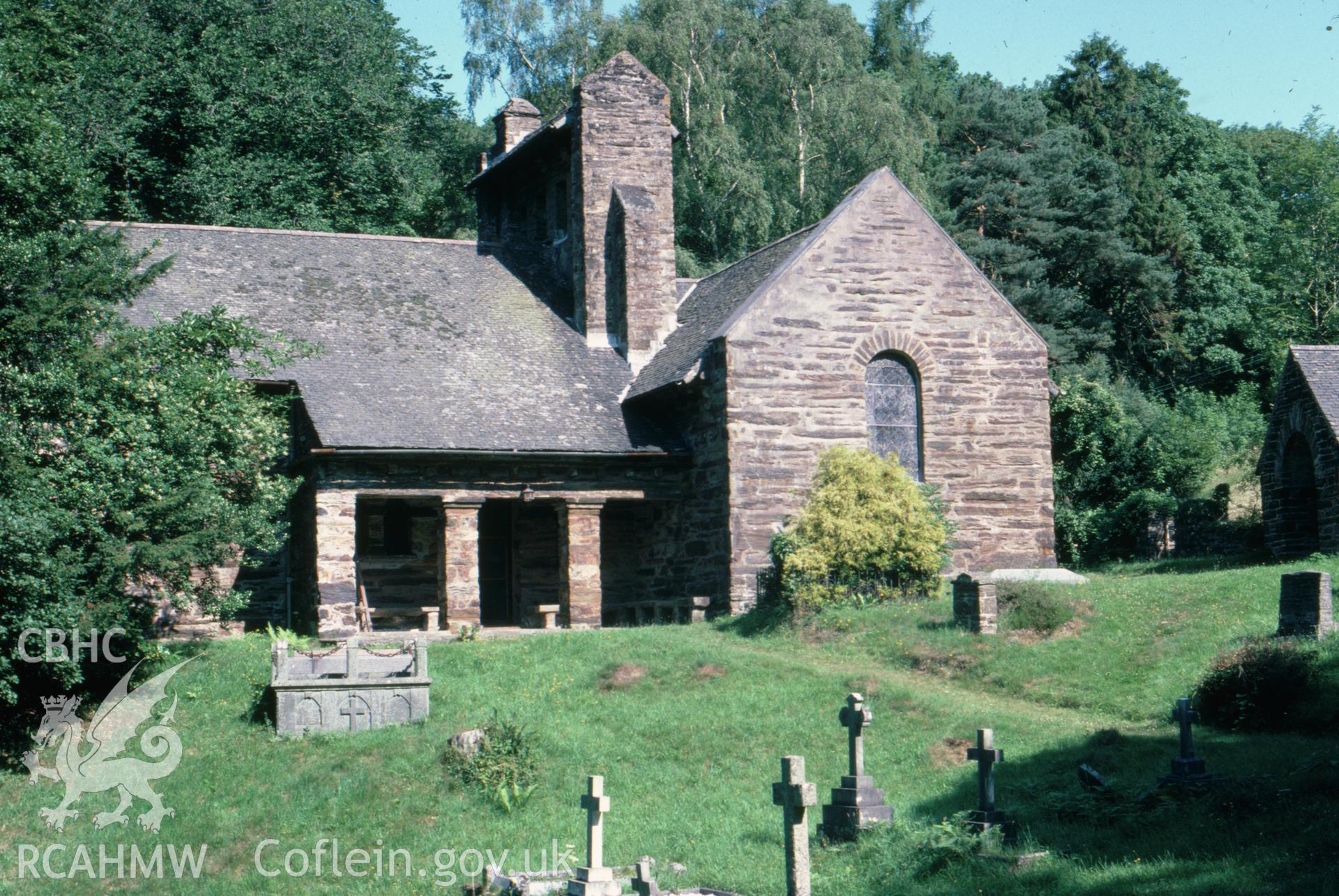 Colour slide showing south side of Caerdeon Church.