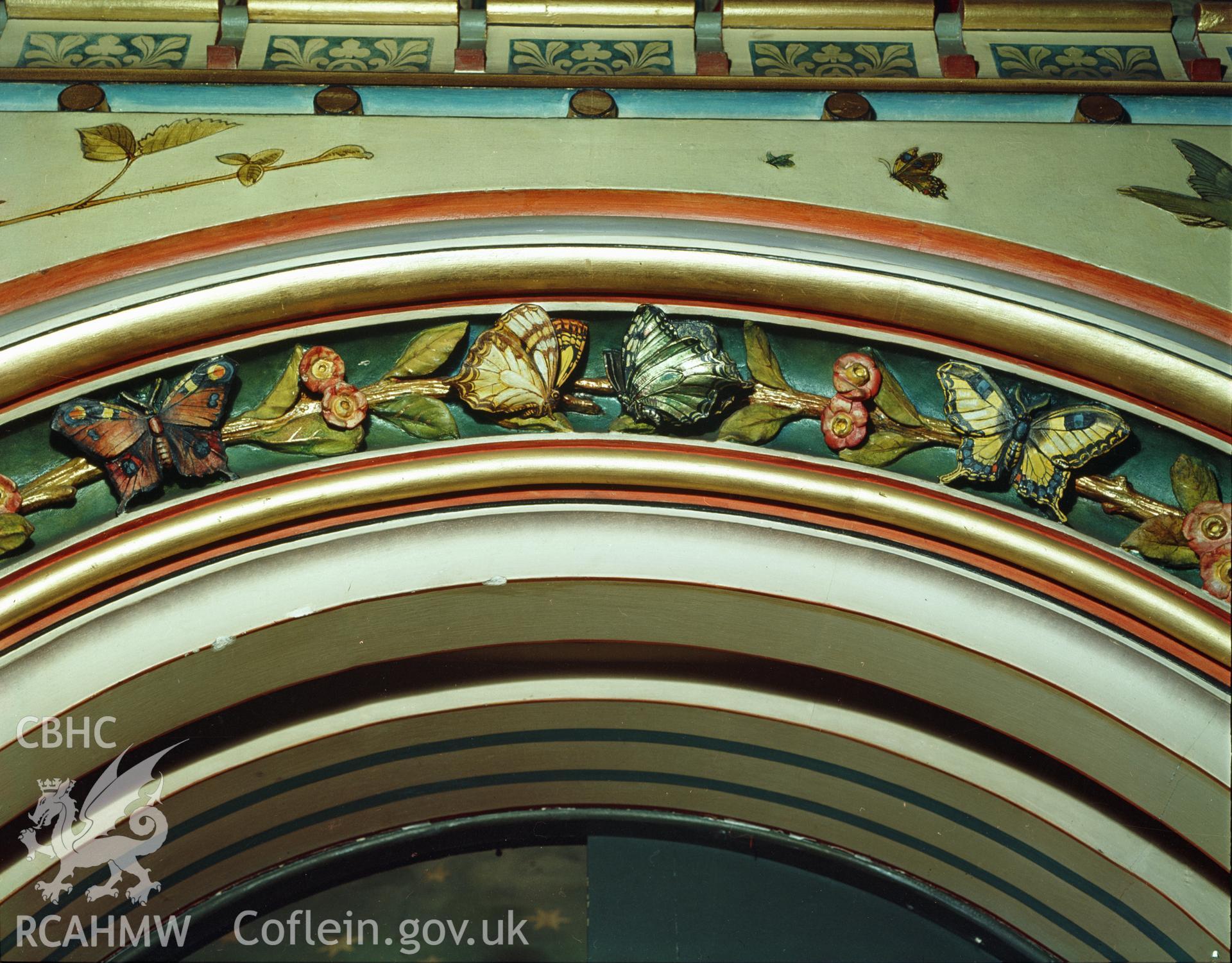 Detail view of decorative feature at Castell Coch.