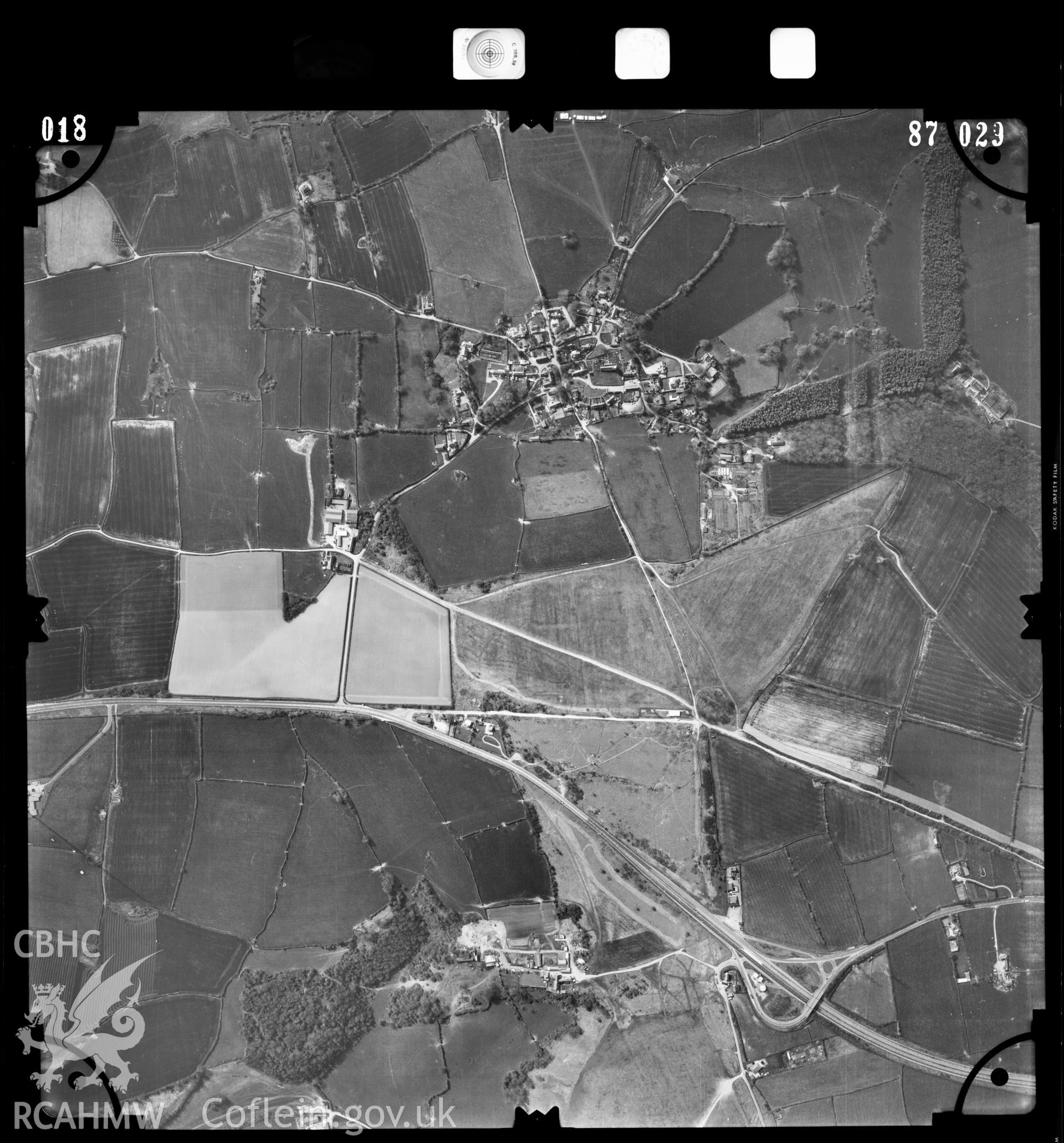 Digitised copy of an aerial photograph showing the St Athan area, taken by Ordnance Survey, 1987.
