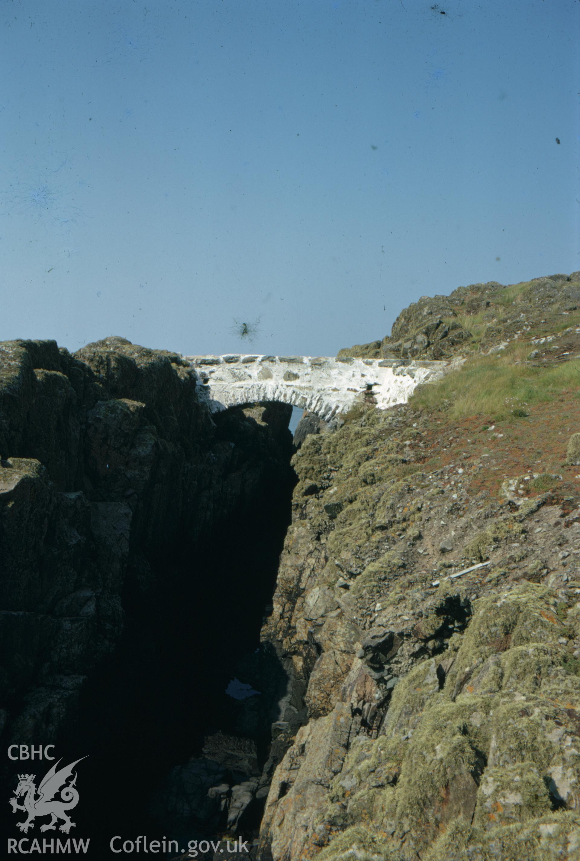 Colour slide showing the bridge over the chasm.