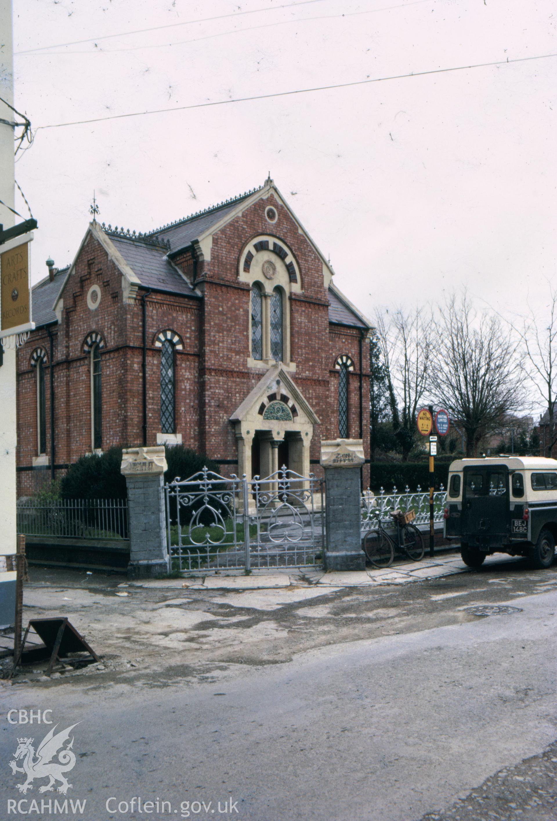 Colour slide showing Zion Chapel, Cardigan.