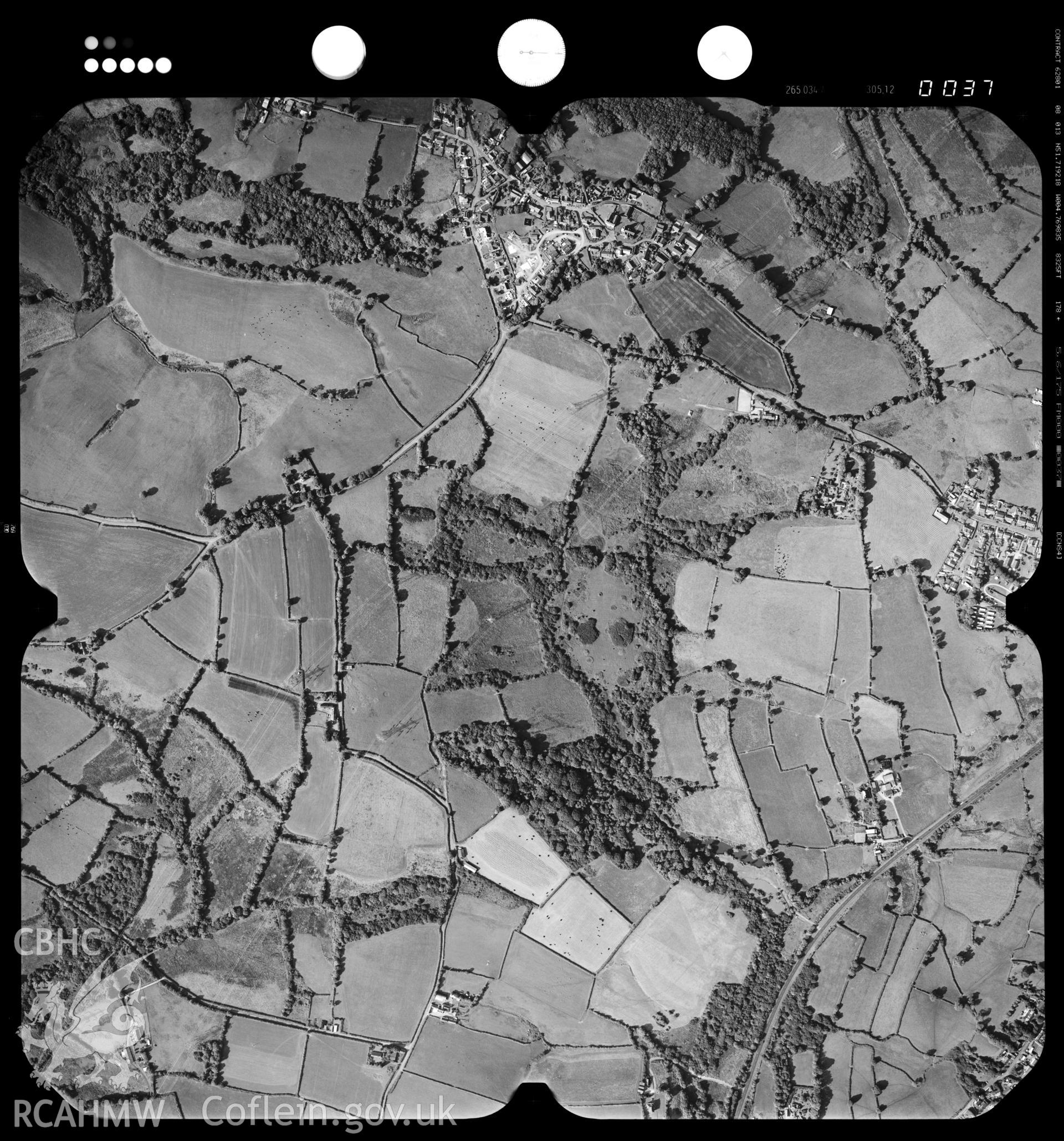 Digitized copy of an aerial photograph showing an area at Broadmoor, Pembrokeshire, taken by Ordnance Survey,  2001.