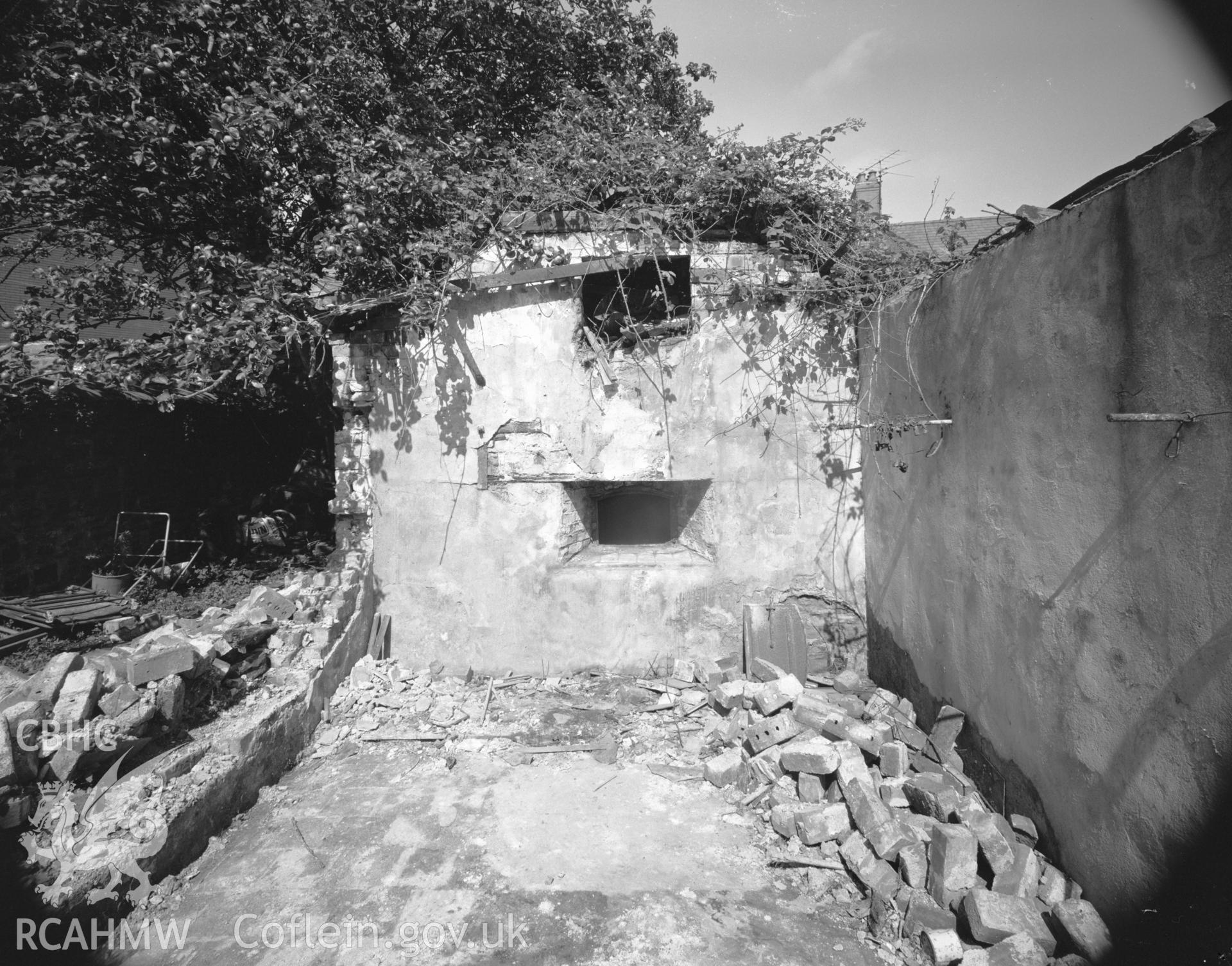 Black and white polyester negative showing interior view of bakehouse.