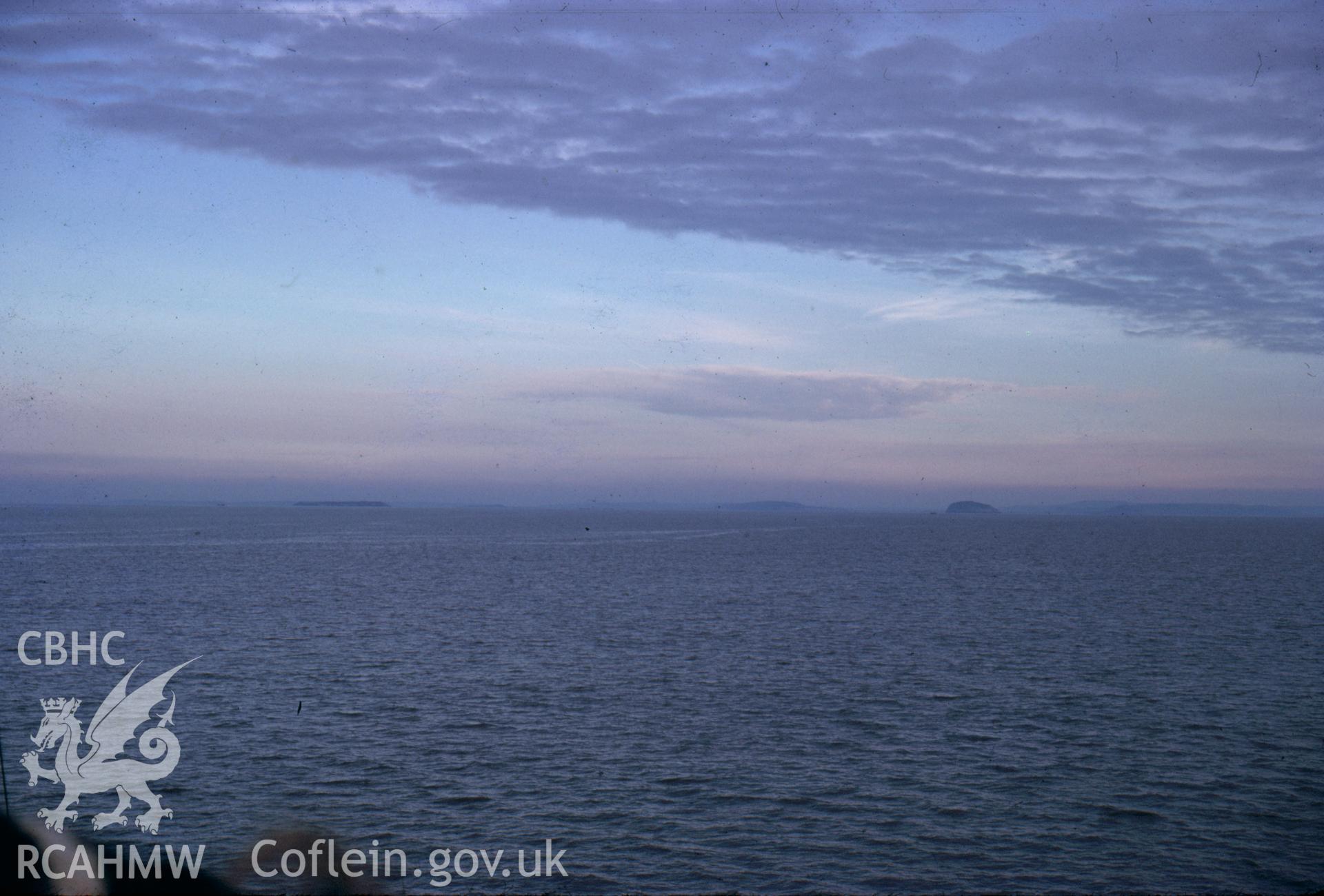 Colour slide showing general view of Flat Holm Island.