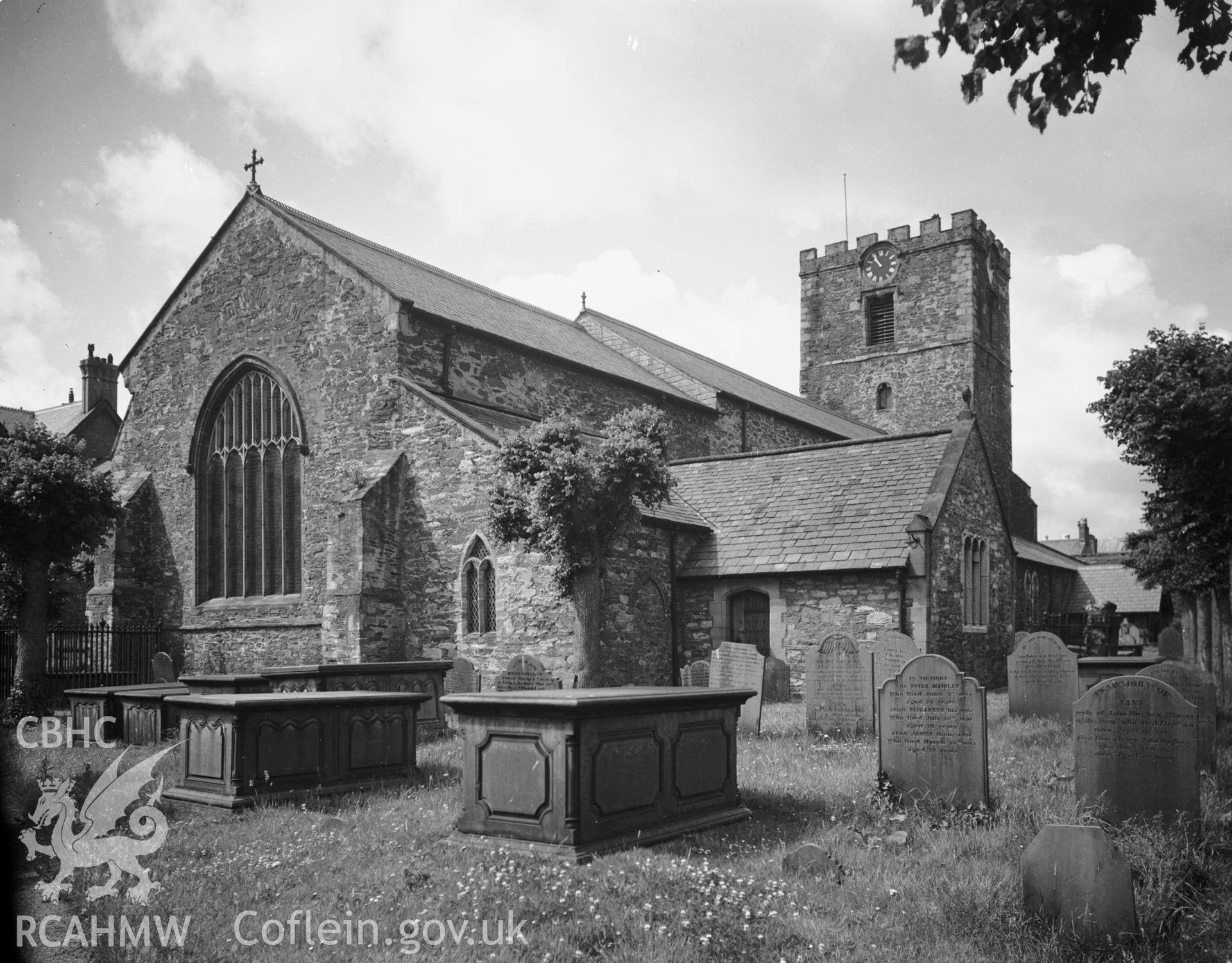 Exterior view of St Marys Church Conwy taken in 10.09.1951.