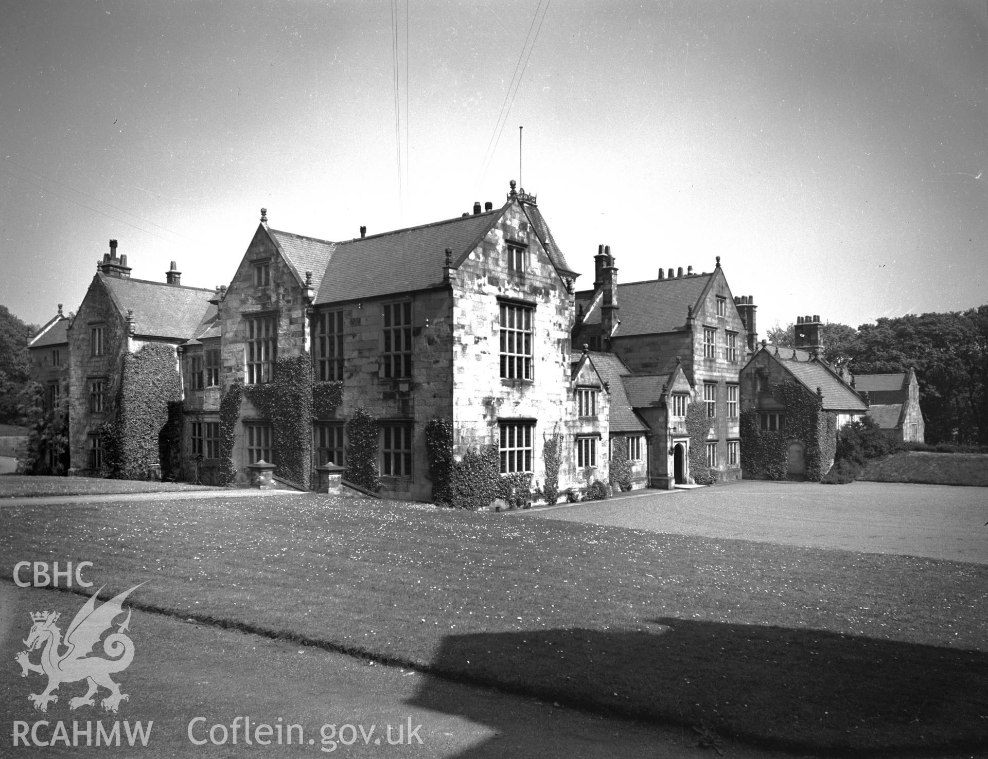 Mostyn Hall, exterior view from the south west, taken on 15th May 1942.