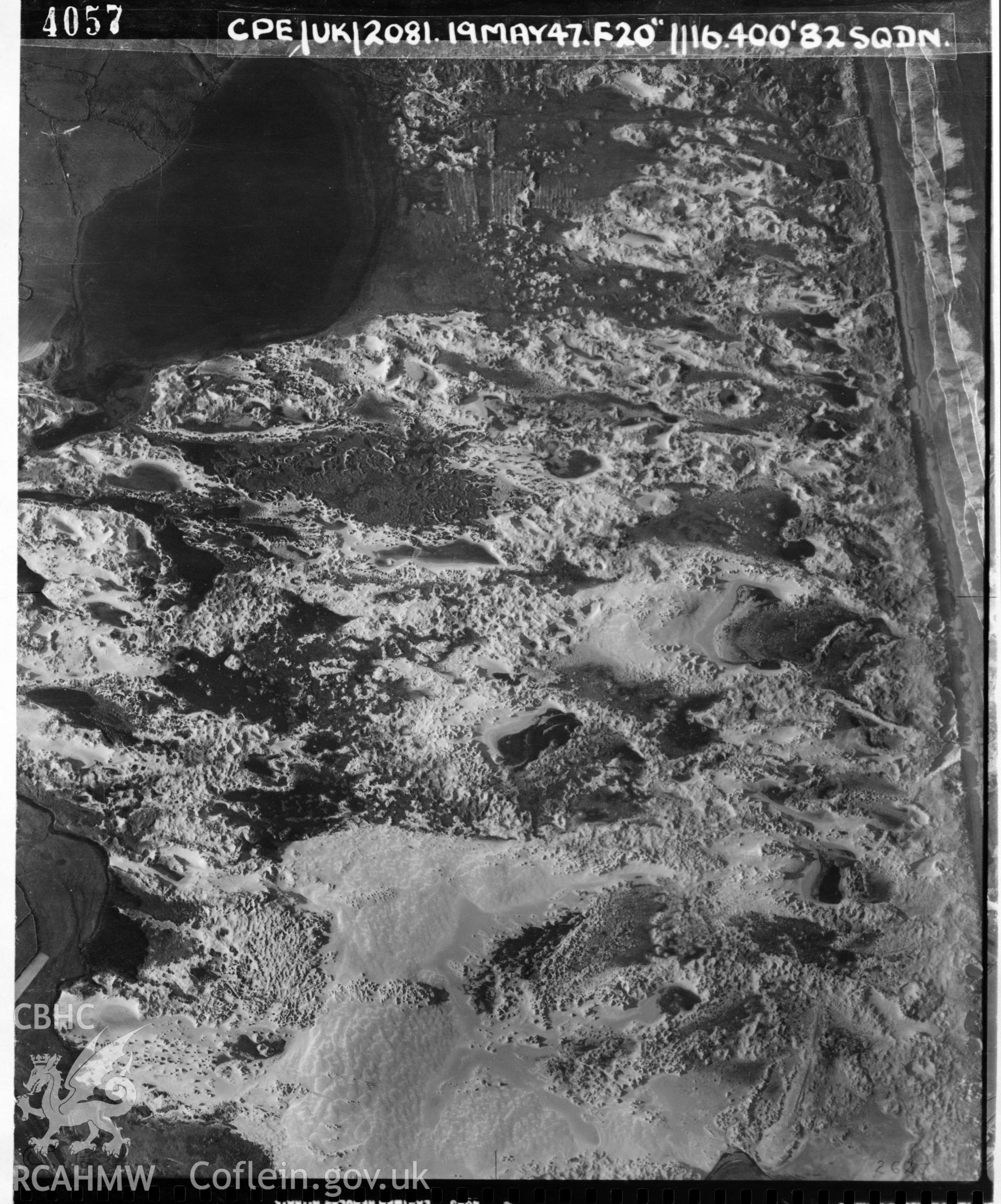 Black and white vertical aerial photograph taken by the RAF on 19/05/1947 centred on SS77818153 at a scale of 1:10000. The centrepoint lies over the sea.