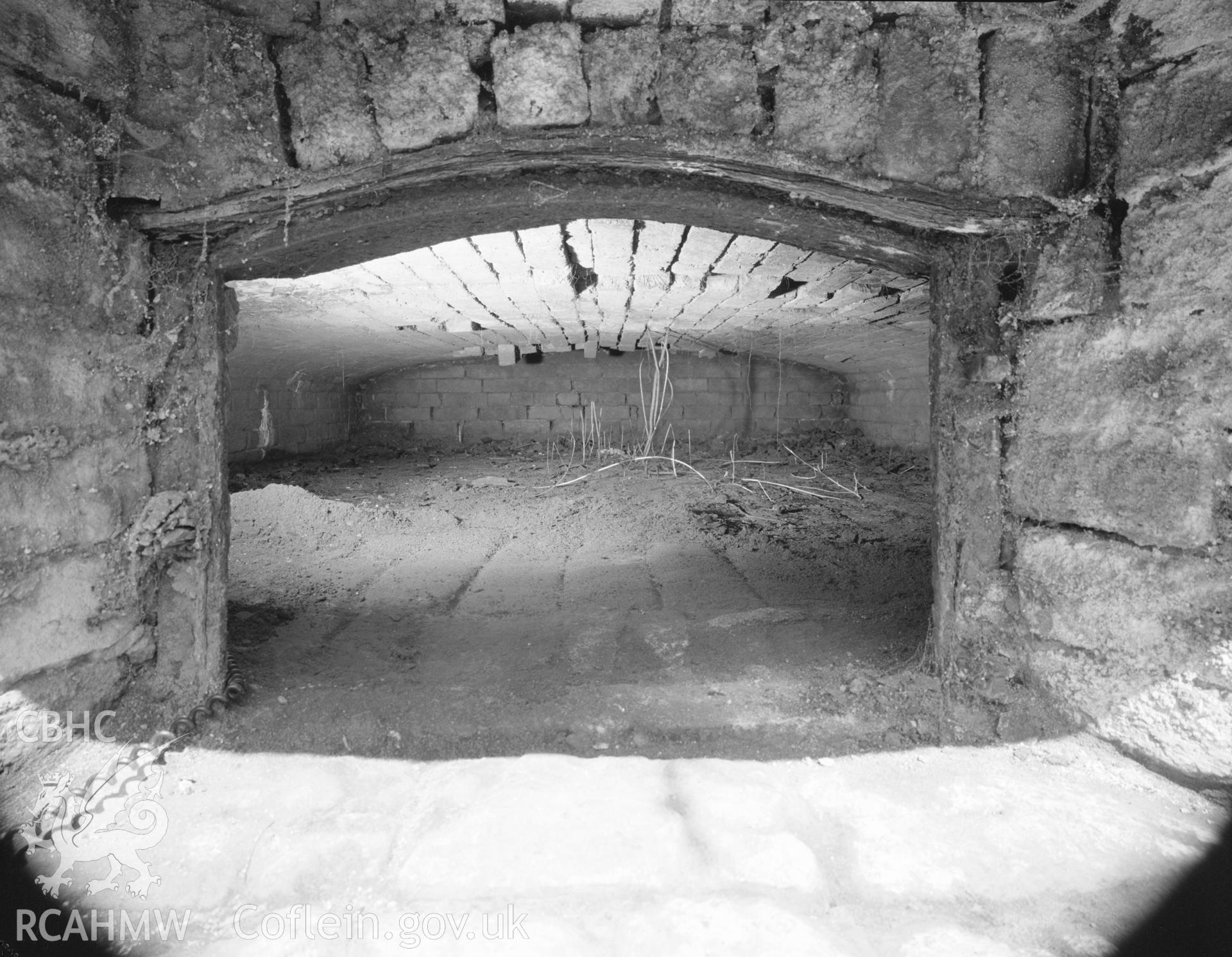 Black and white polyester negative showing interior view of bakehouse.