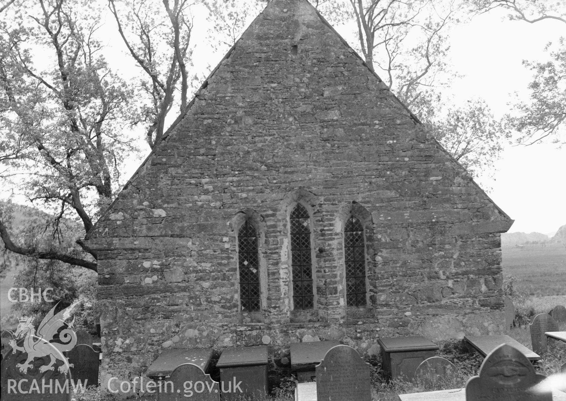 Gable end of St Brothen's  Church, Llanfrothen taken 07.06.1941.