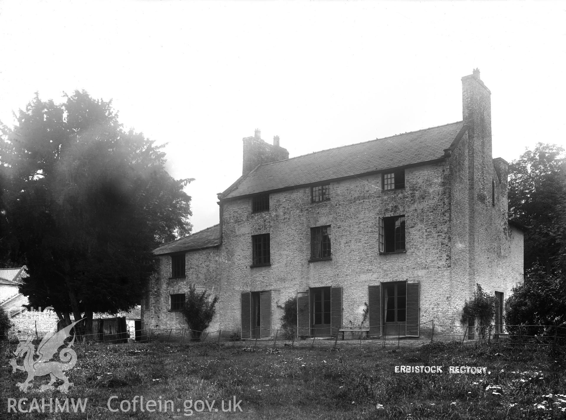 A single black and white photograph of The Old Rectory, Erbistock.