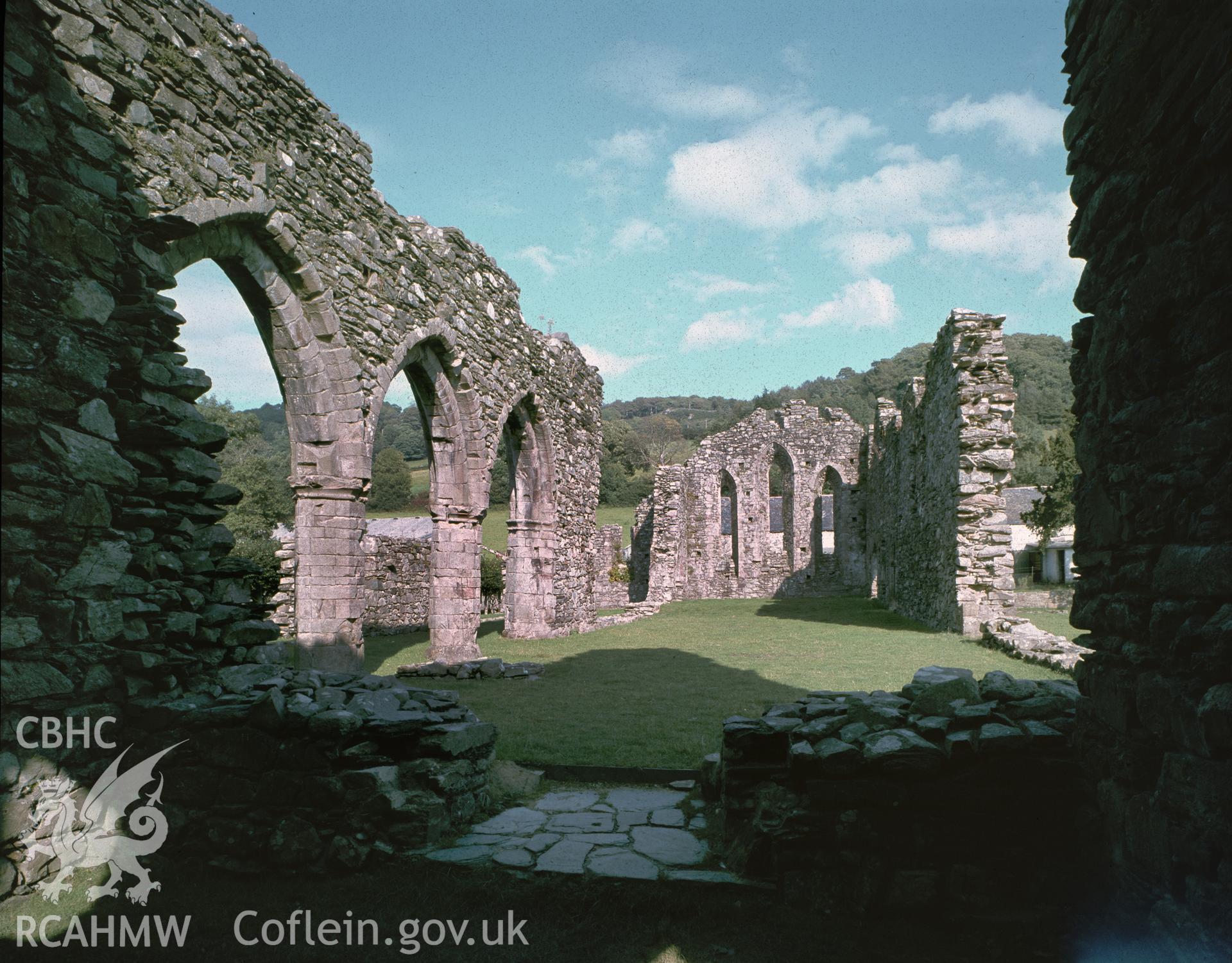 Colour view of Cymer Abbey.