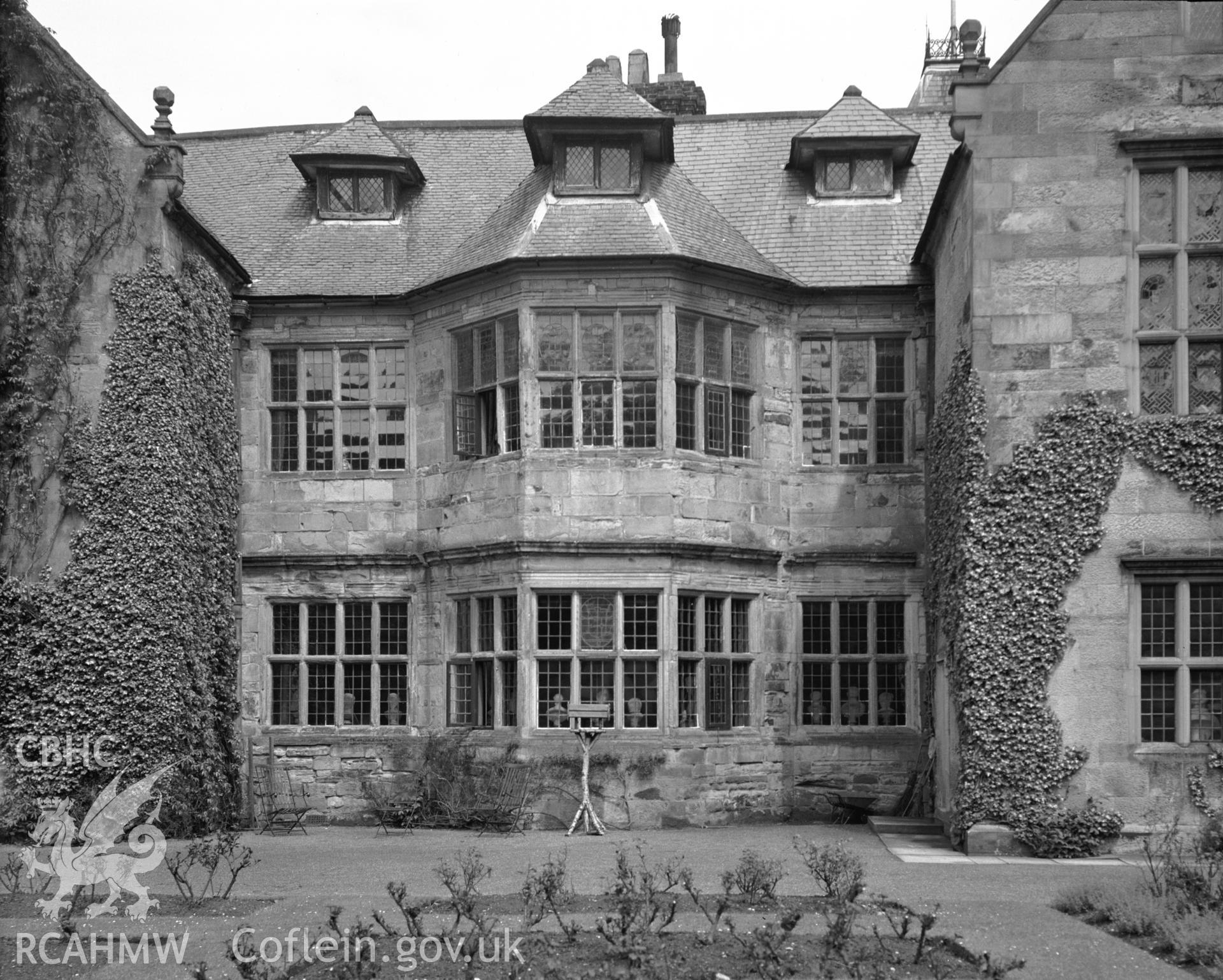 Mostyn Hall, bay windows of the Charles I wing, taken  May 1942.