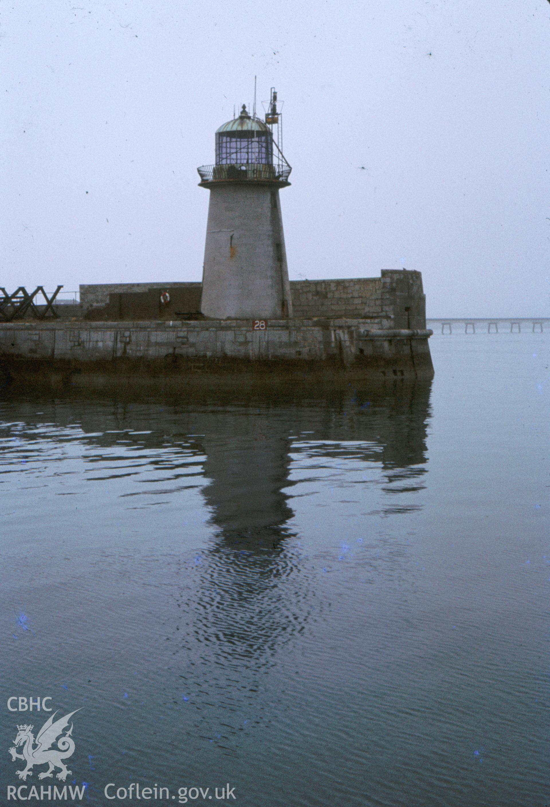 Colour slide showing general view of Salt Island Lighthouse, Holyhead.