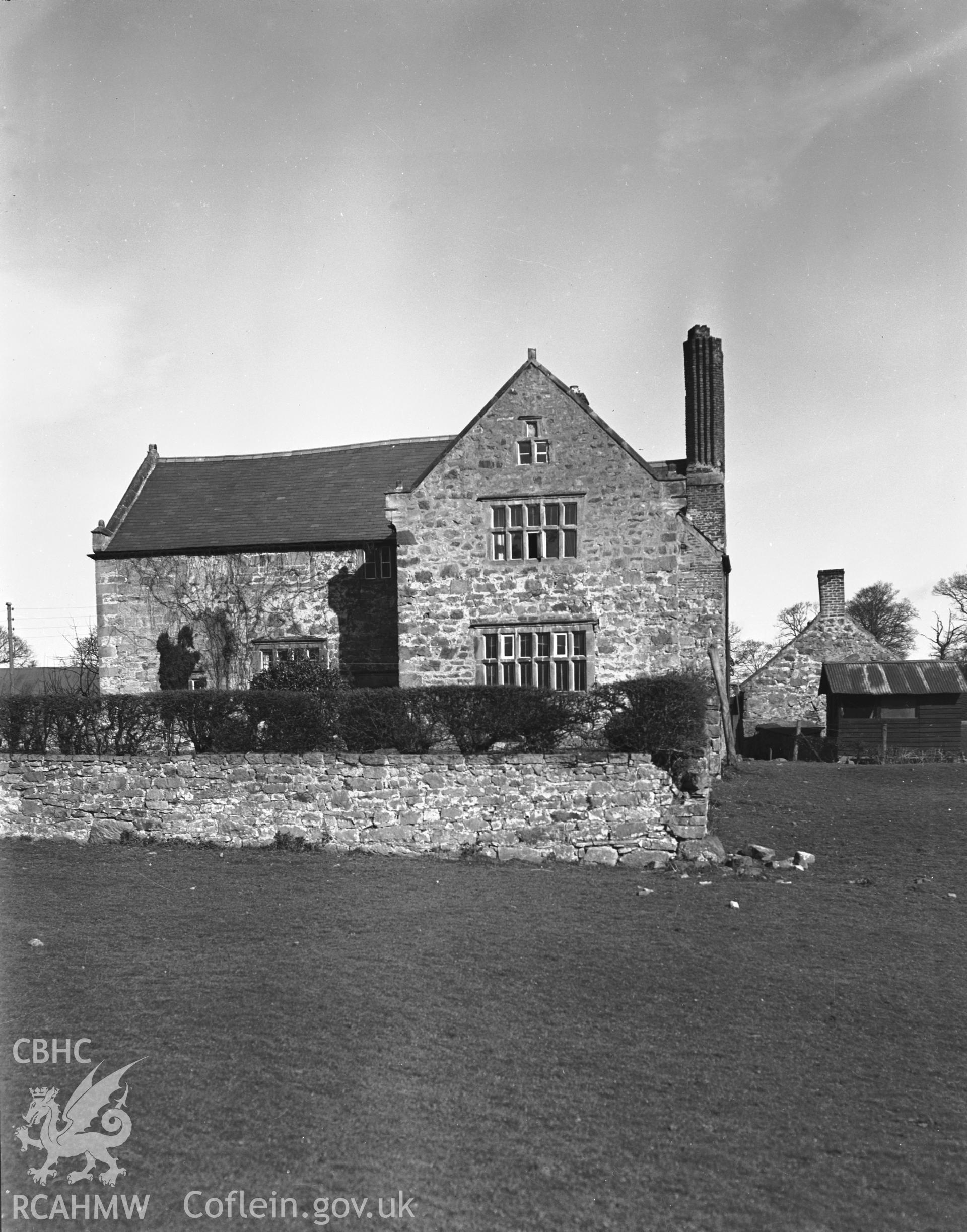 Exterior view of Fferm, Hope from the south taken 11.04.1942.