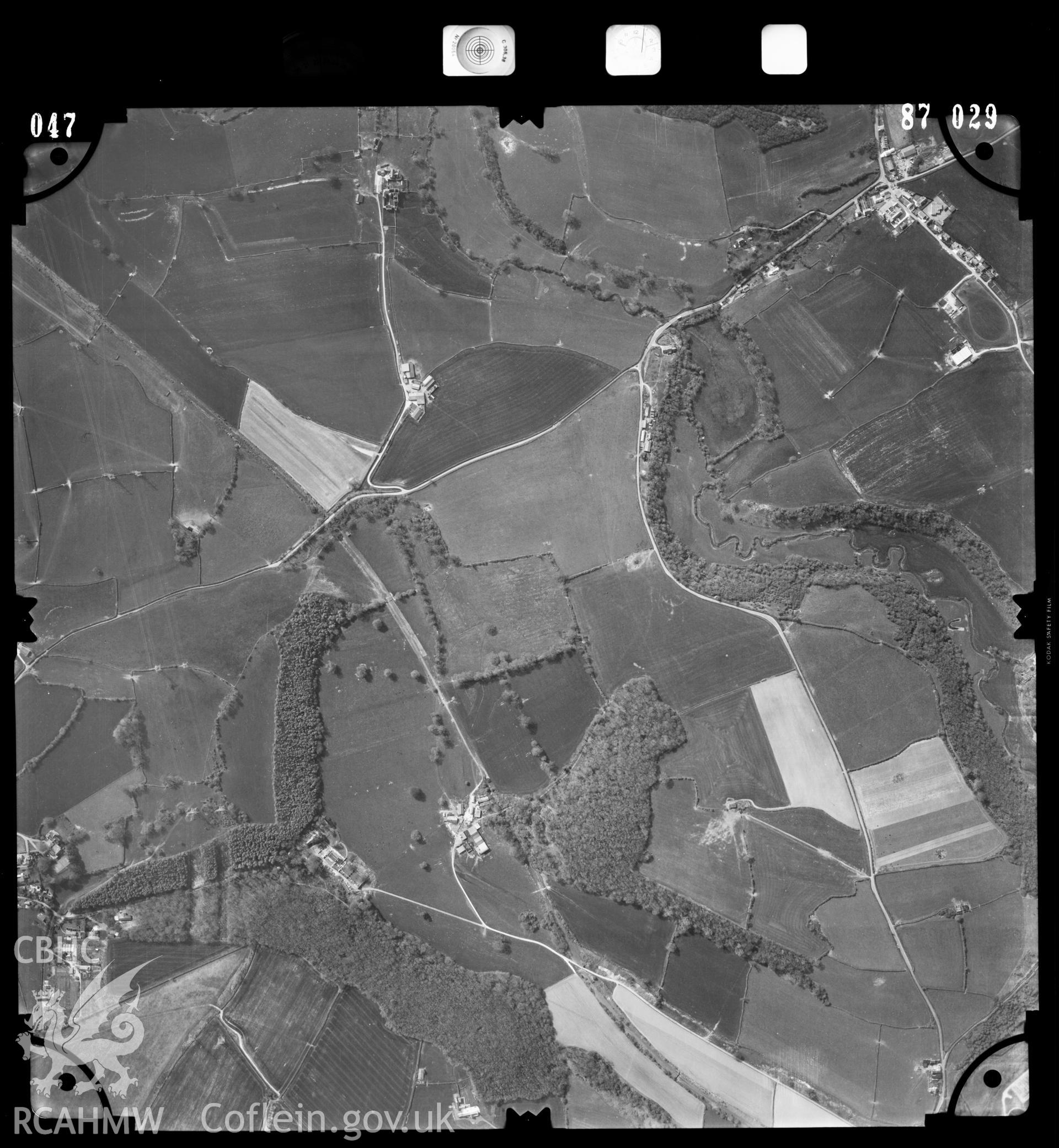 Digitised copy of an aerial photograph showing the St Athan area, taken by Ordnance Survey, 1987.