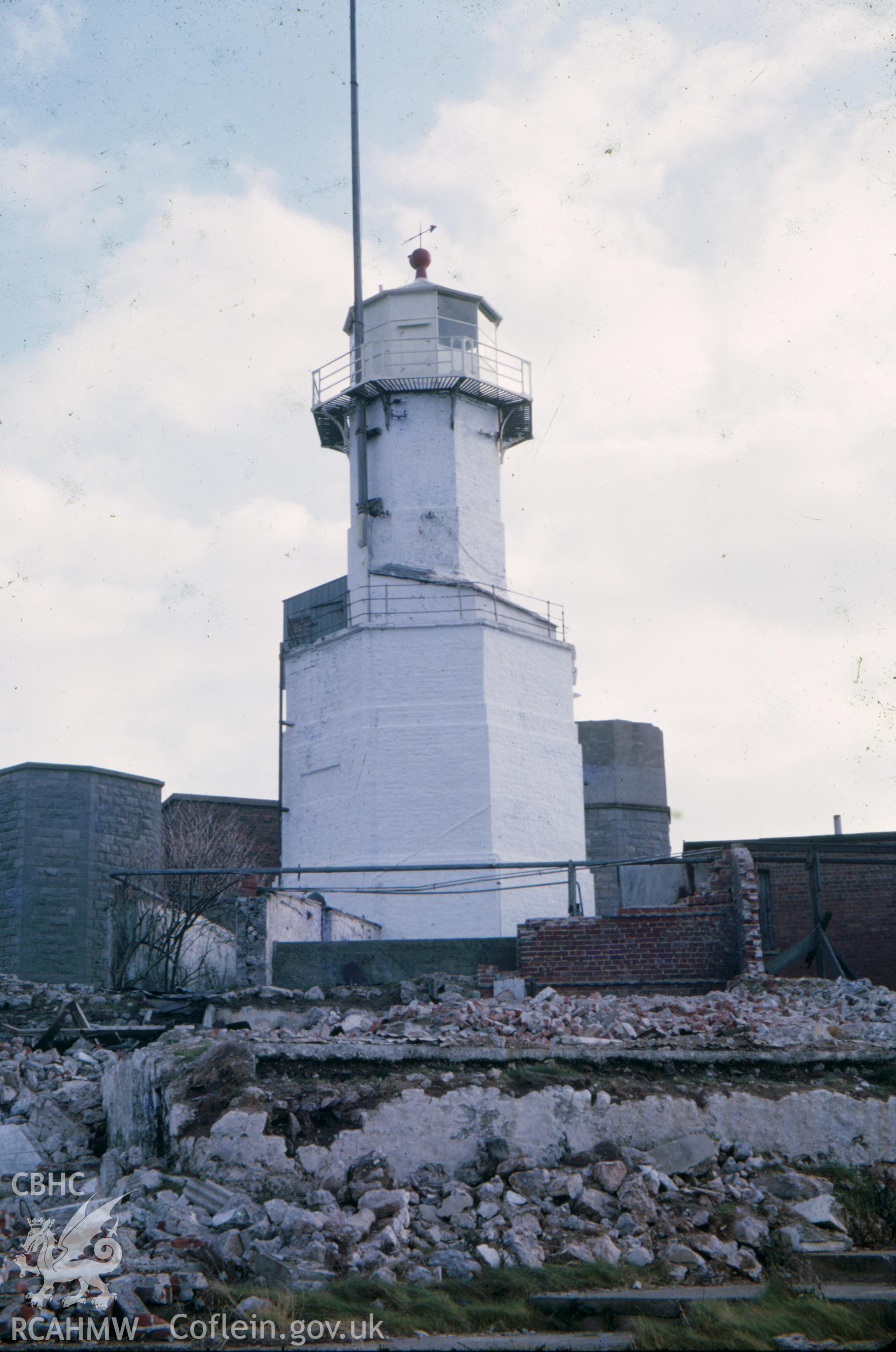 Colour slide showing view of Mumbles Lighthouse.