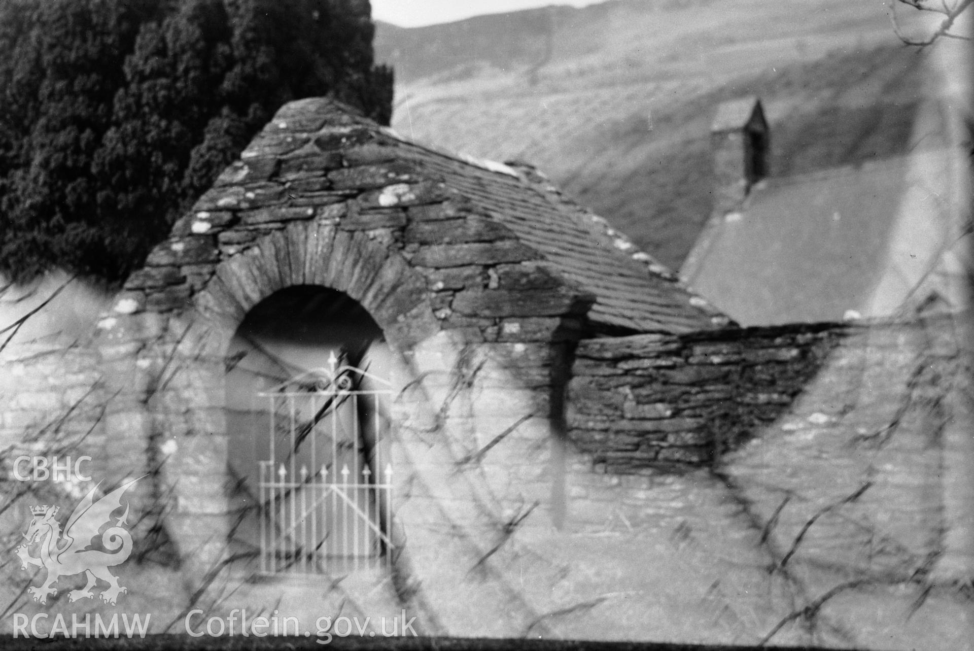 Exterior view Talyllyn Church showing entrance gate taken 12.03.1941.