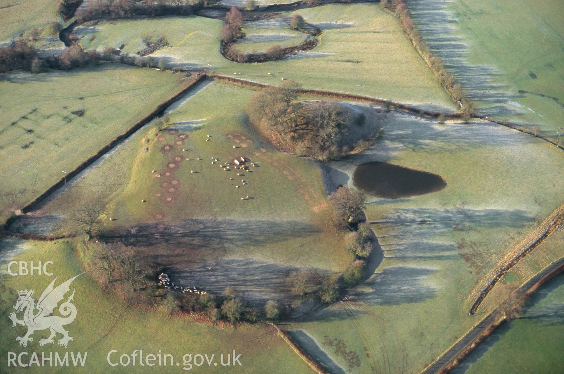 RCAHMW colour slide oblique aerial photograph of The Mount Motte and Bailey, Glascwm, taken on 09/01/1999 by CR Musson