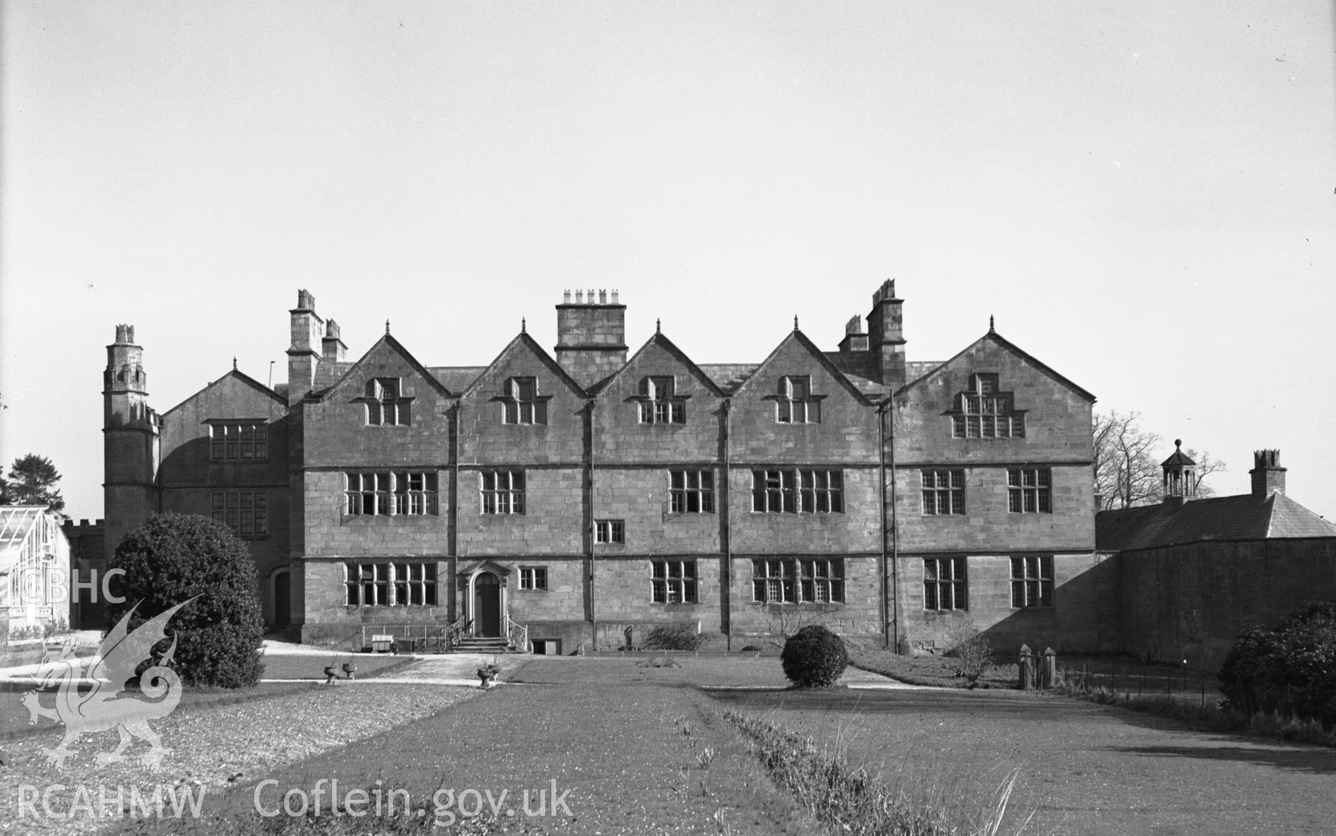 General view of the south side garden at Nerquis Hall, Mold taken 15.04.1942.