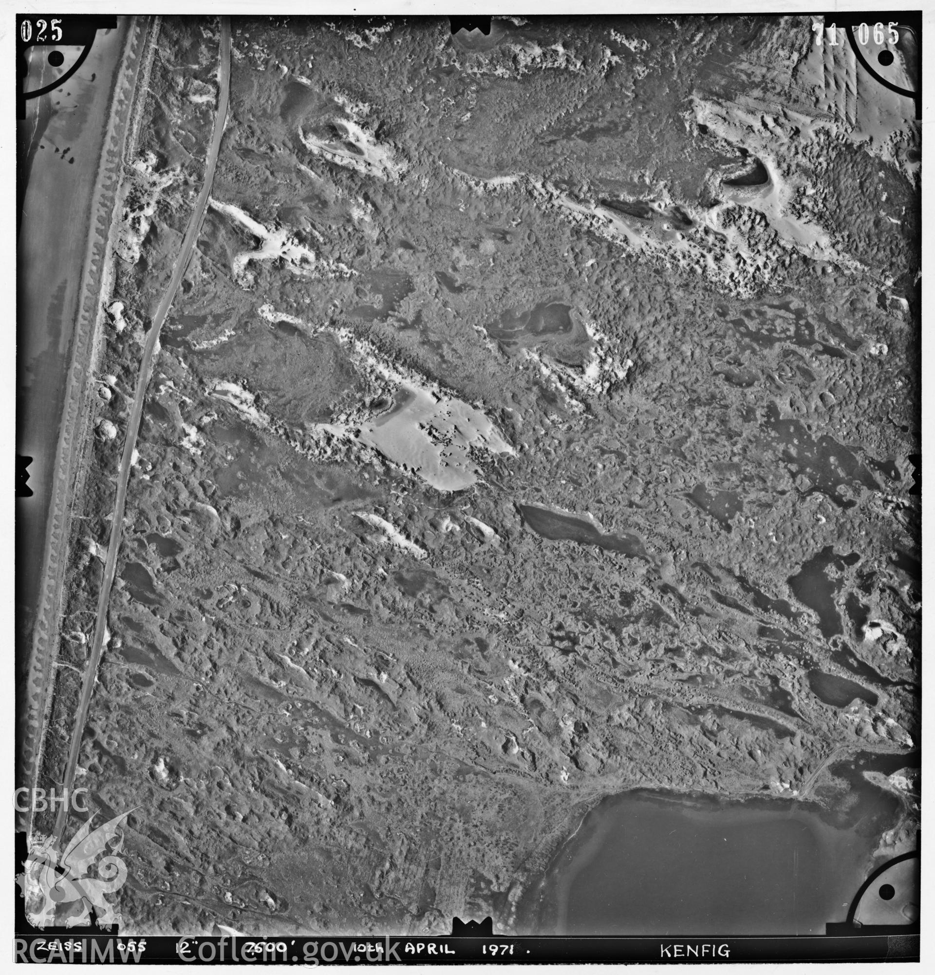 Digitized copy of an aerial photograph showing Kenfig area, taken by Ordnance Survey, 1971.