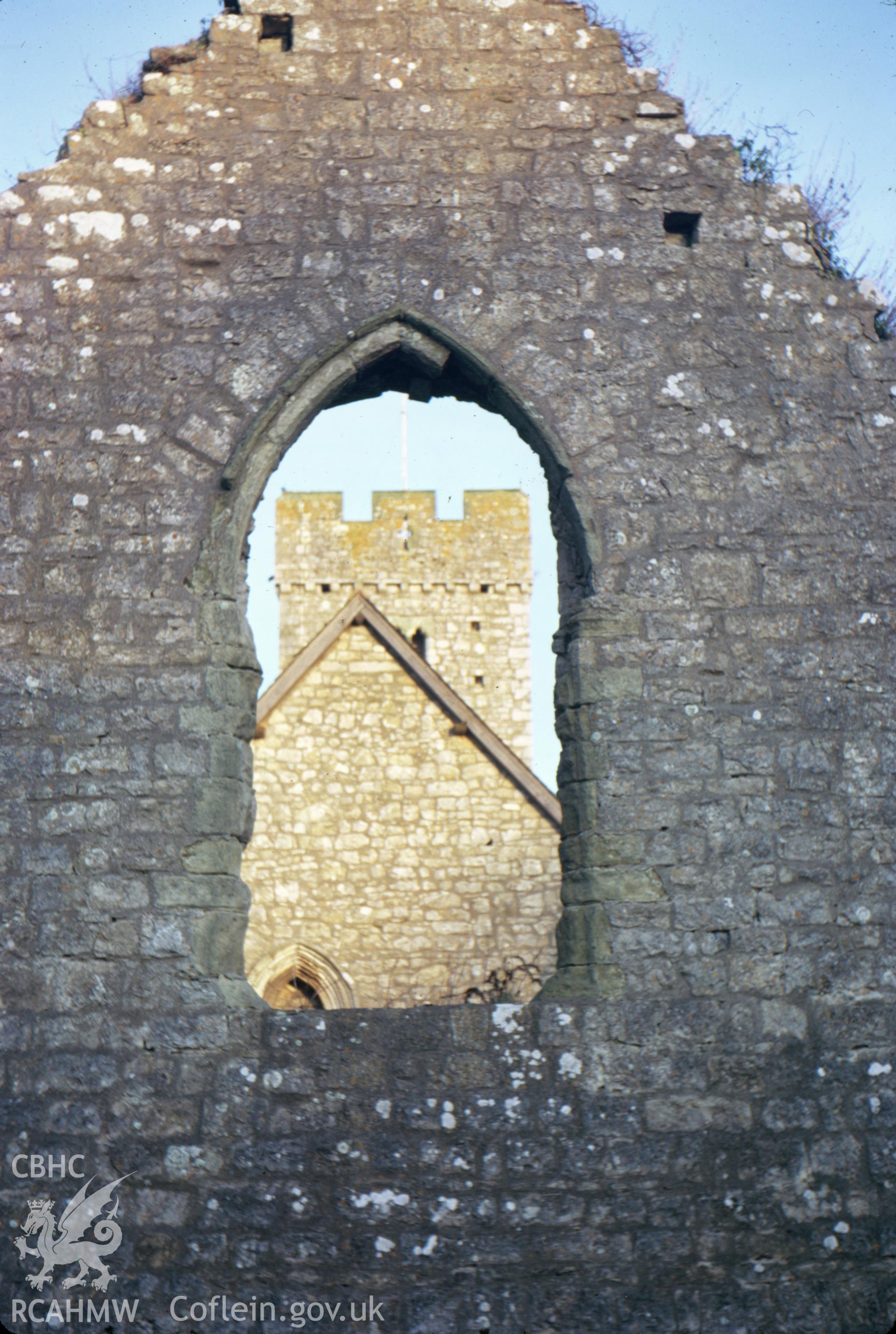 Colour slide showing exterior view of St Illtud's Church.