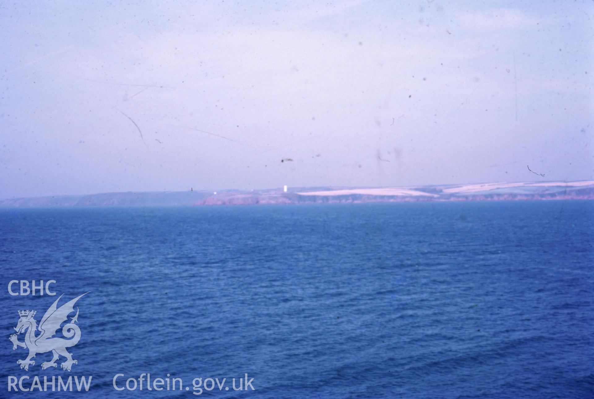 Colour slide showing distant view of  Blockhouse Point Beacon.
