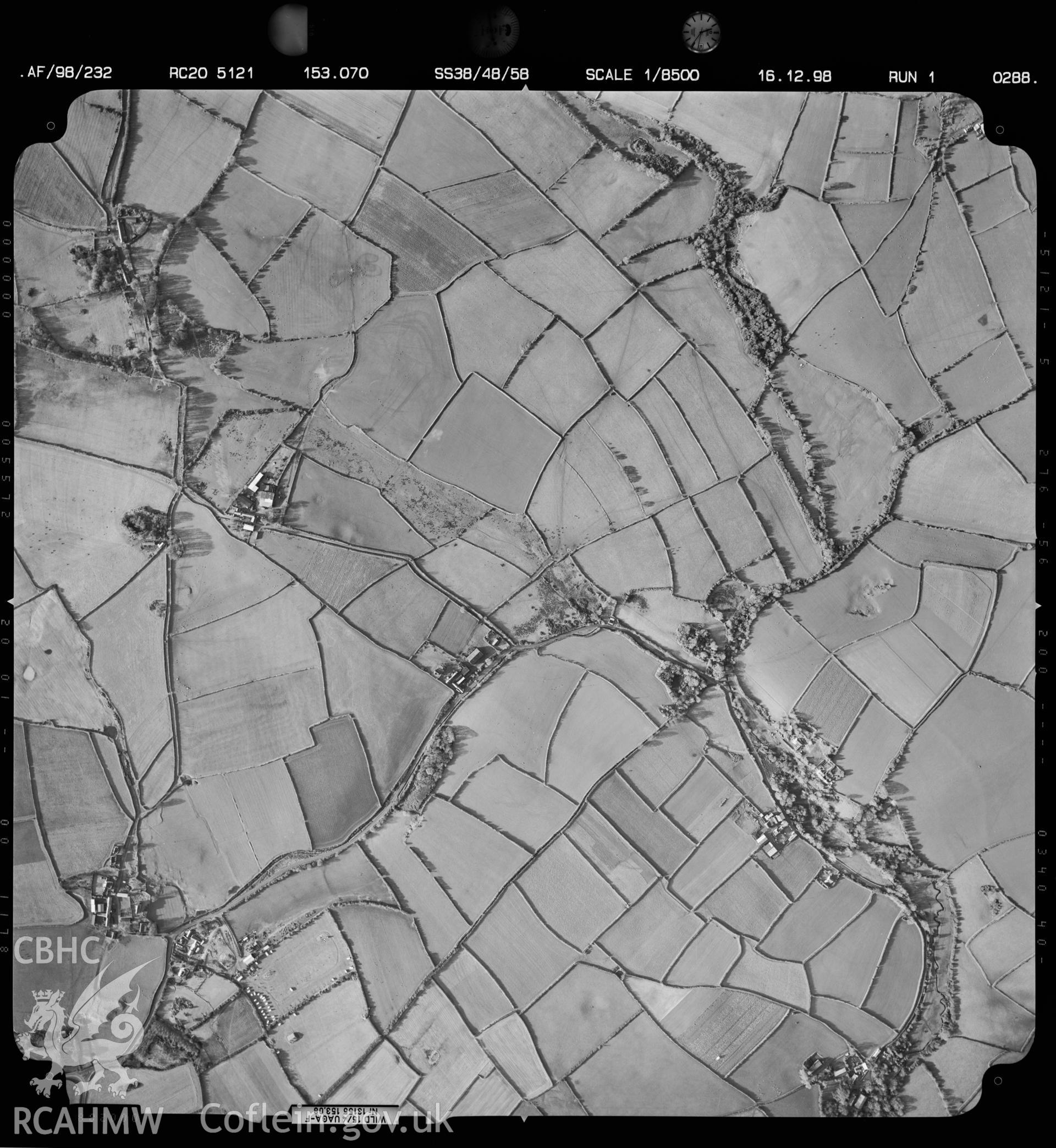 Digitized copy of an aerial photograph showing the area around Barry, taken by Ordnance Survey, 1998.