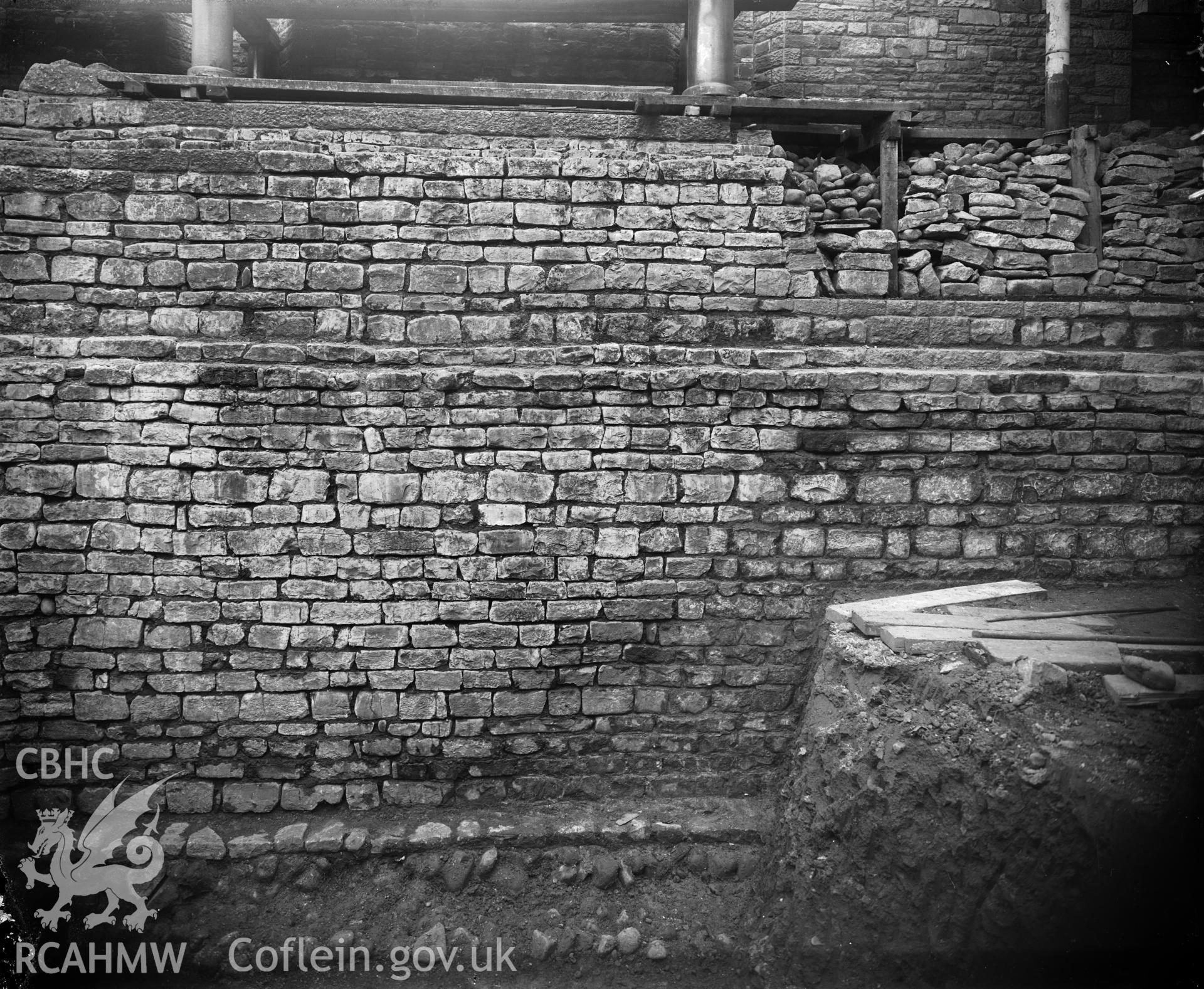 Cardiff Castle Roman wall (No 2) Ministry of Works Coll. NAccp154-158