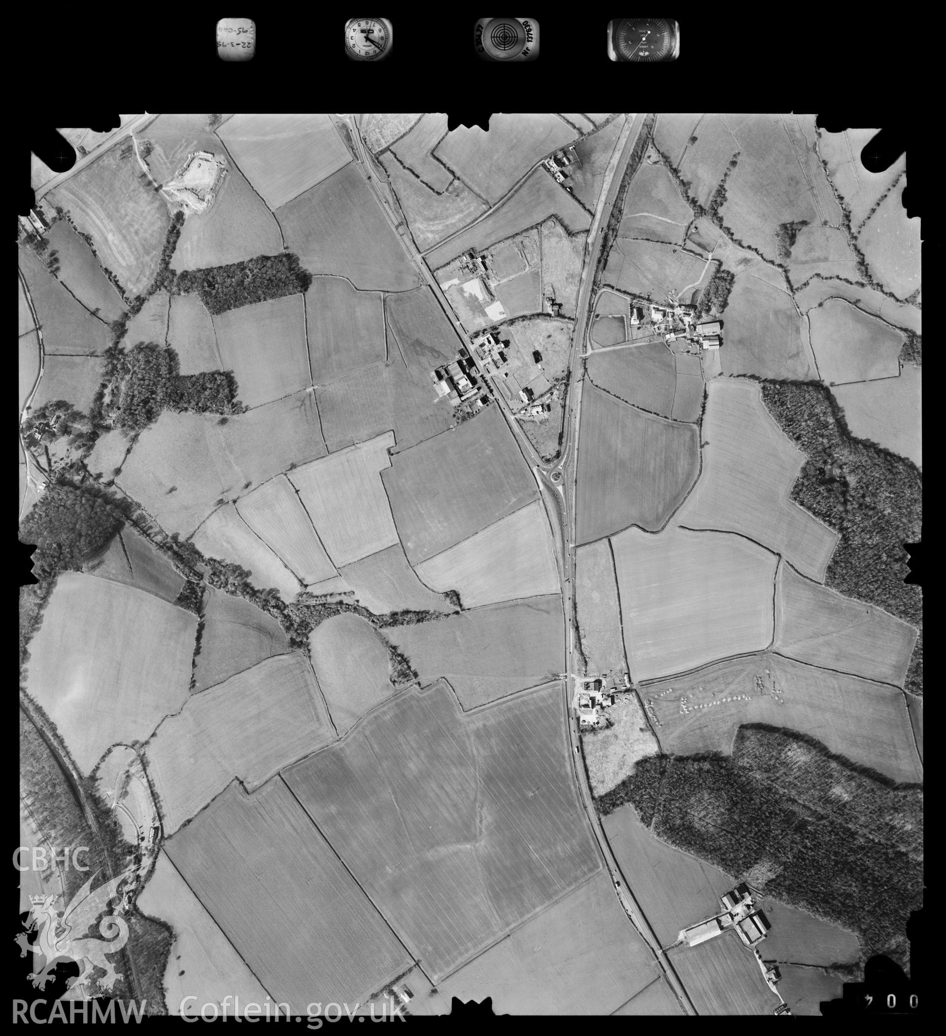 Digitized copy of an aerial photograph showing the St Athan area, taken by Ordnance Survey, 1995.