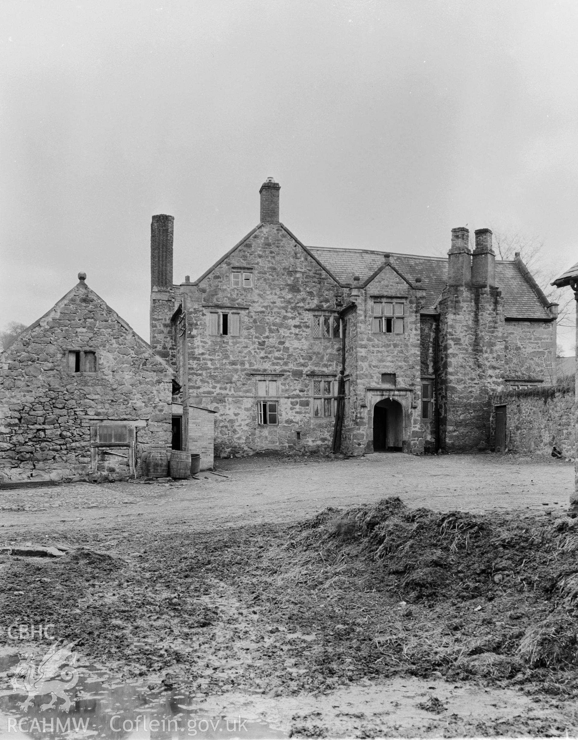 Exterior view of the north front of Fferm, Hope taken 11.04.1942.