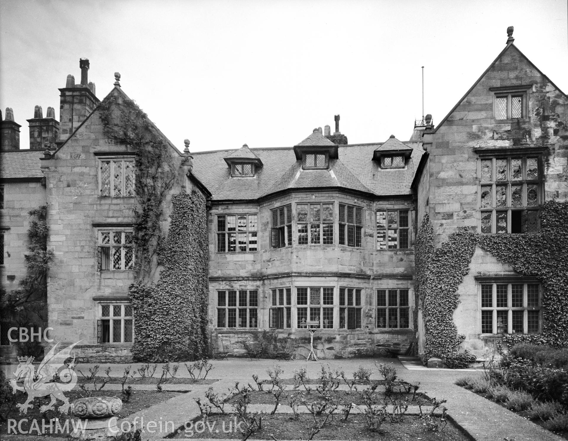 Mostyn Hall, exterior view of west side of the Charles I wing, taken on 15th May 1942.