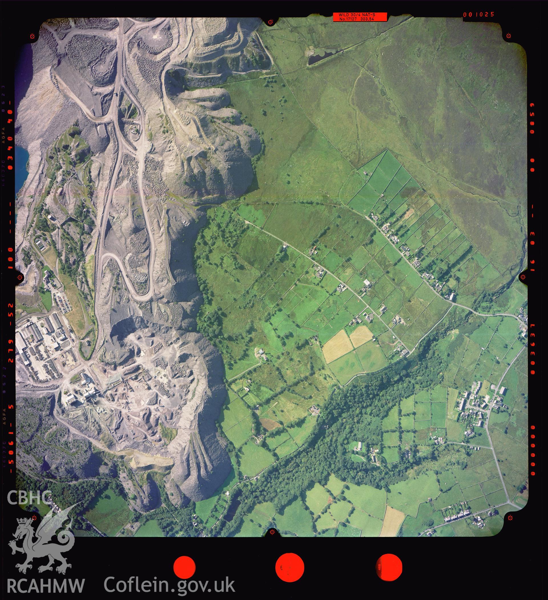 Digitized copy of a colour aerial photograph showing Mynydd Llandegai, taken by Ordnance Survey, 2002.
