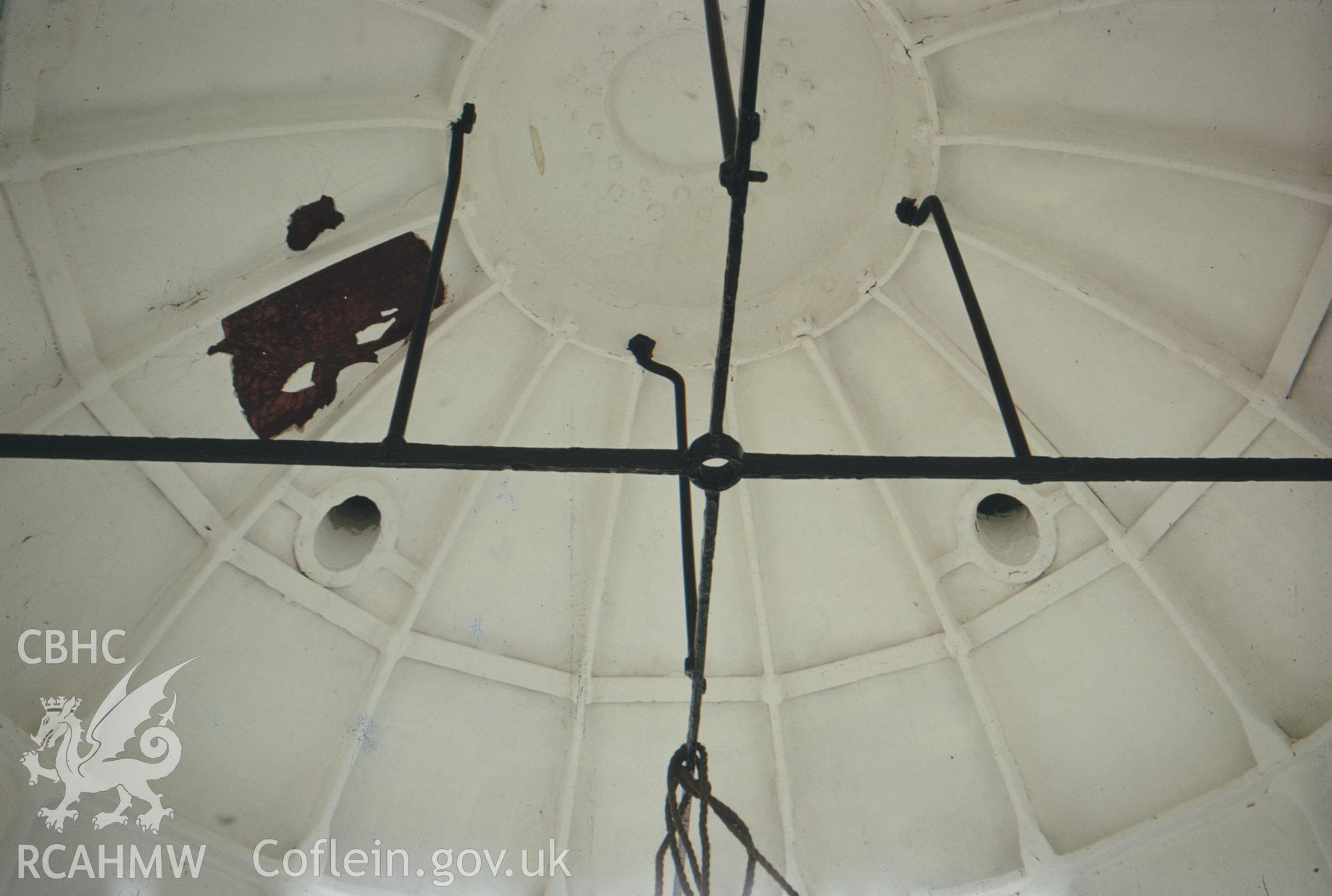 Colour slide of Point of Ayr Lighthouse showing interior view of the top of the lantern.