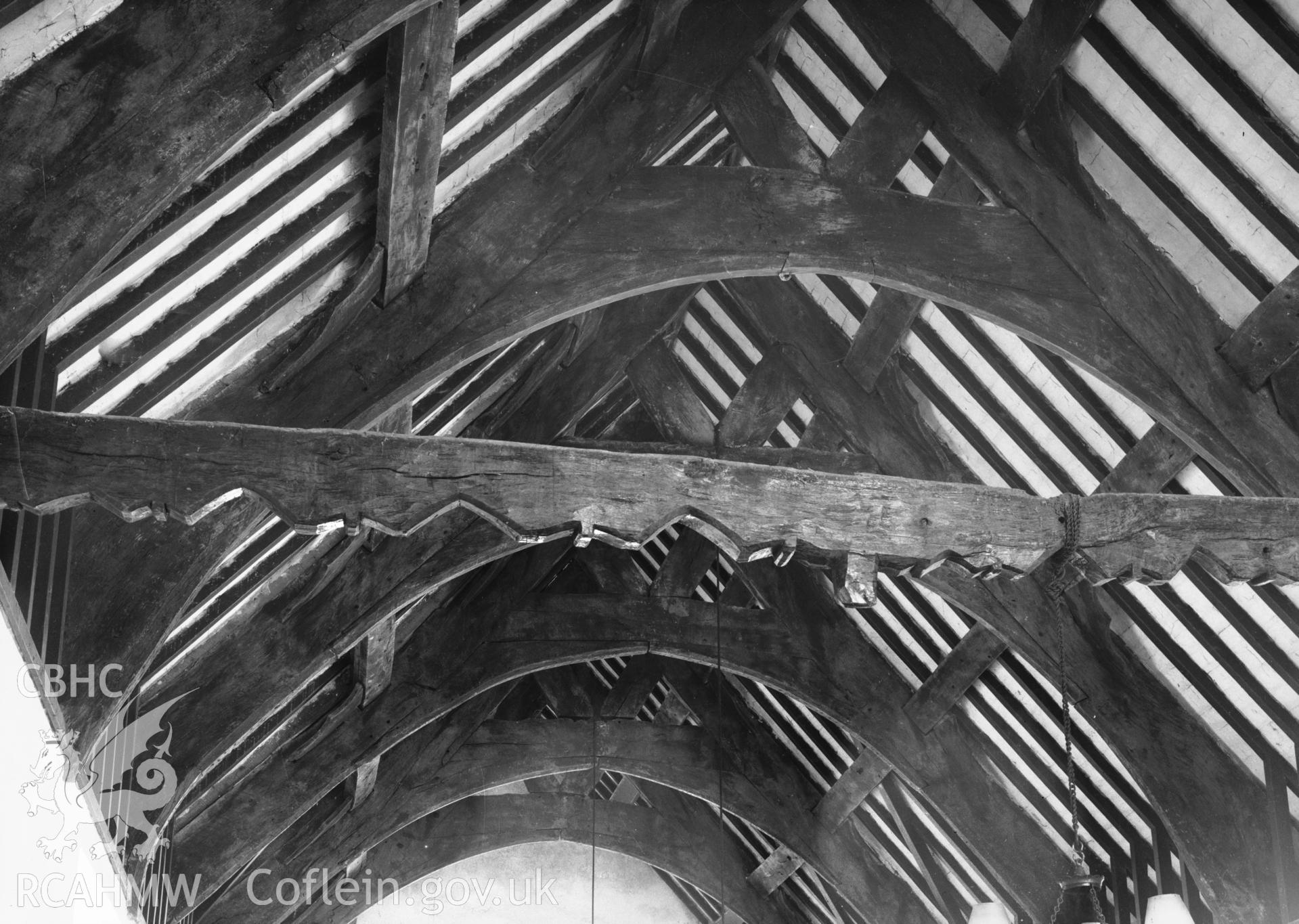 Roof detail at St Brothen's Church, Llanfrothen taken 07.06.1941.