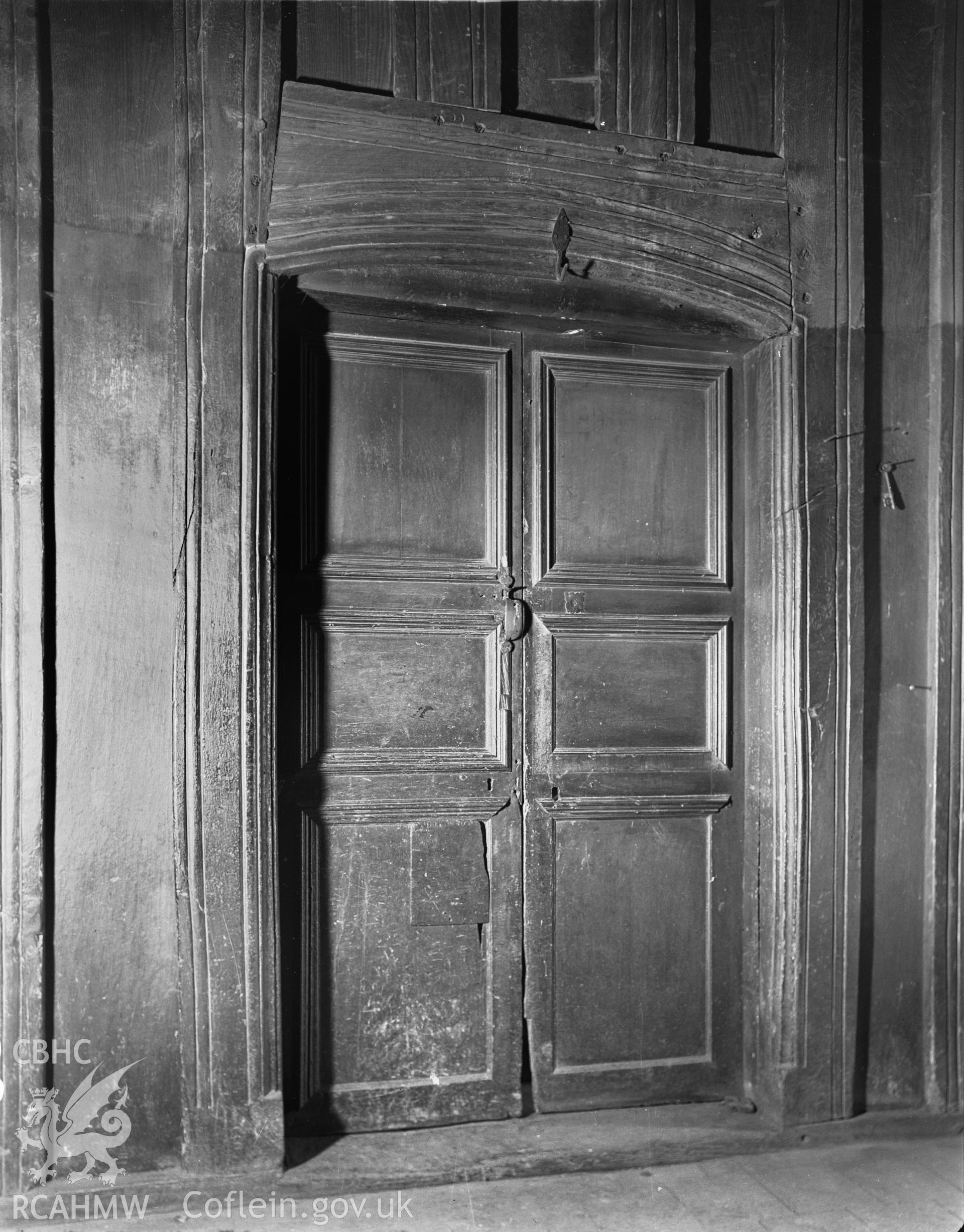 Interior view of Fferm, Hope  showing doorway to hall taken 11.04.1942.